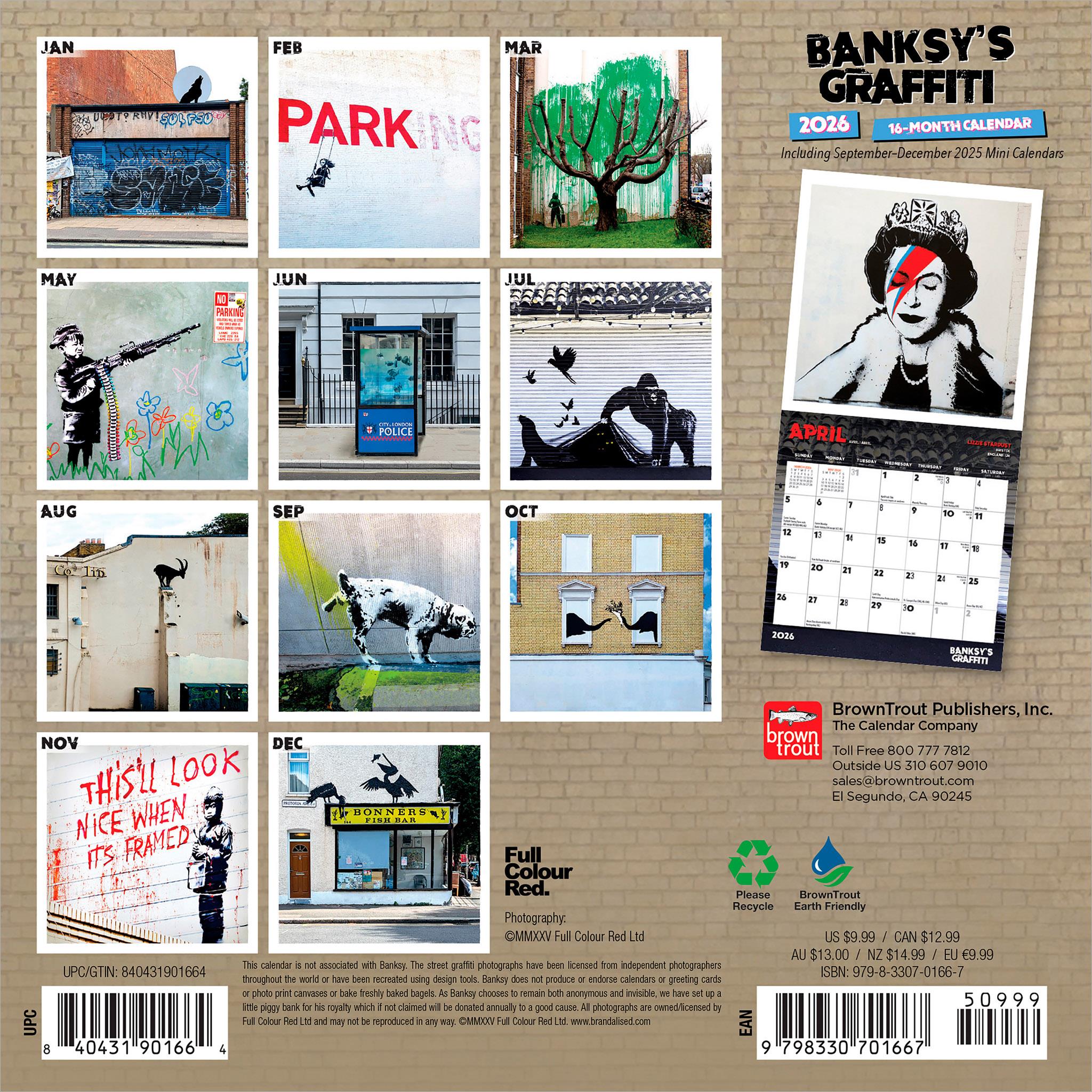 Banksys Graffiti 2026 Mini Calendar - Online Only