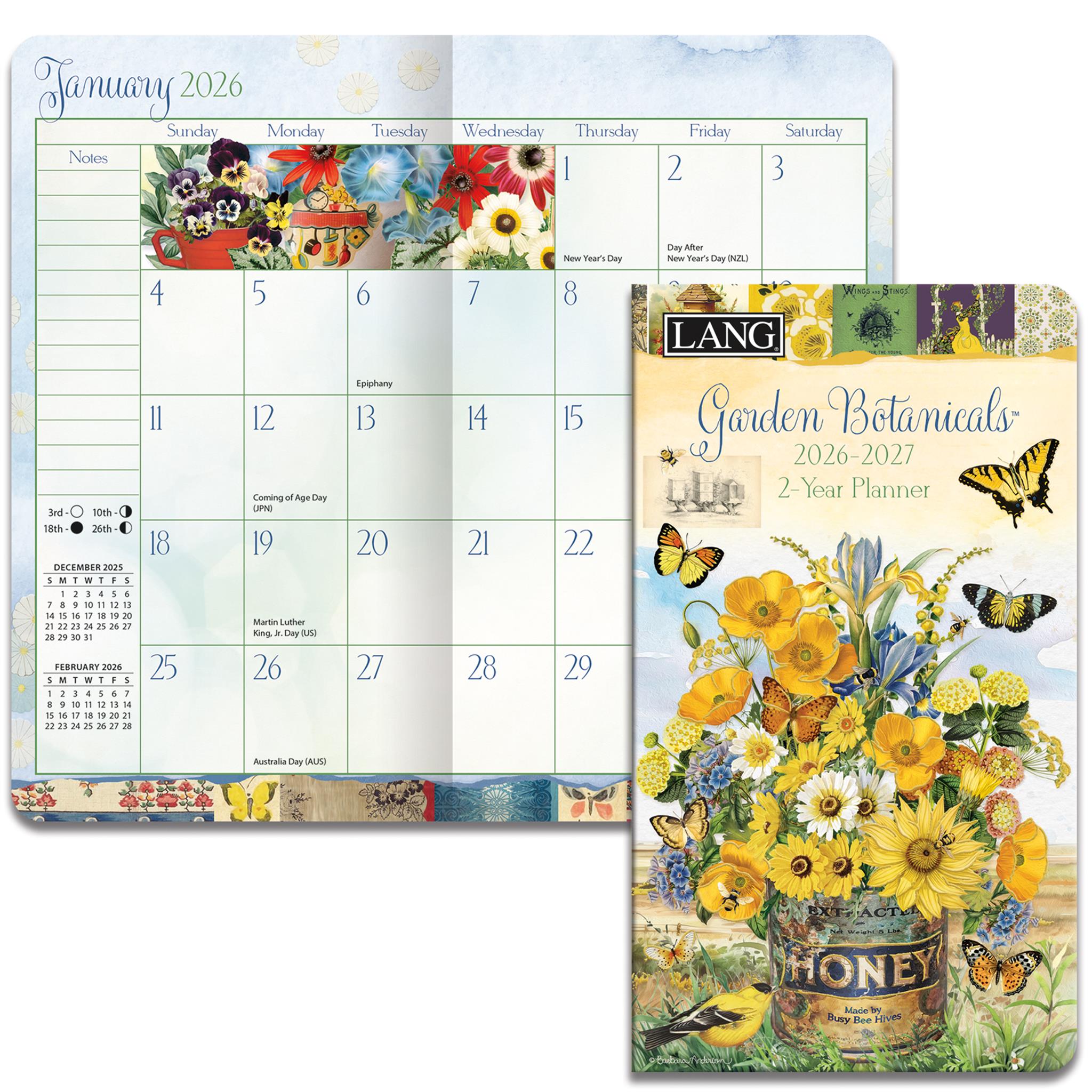 Garden Botanical 2026 2 Yr Pocket Planner Calendar