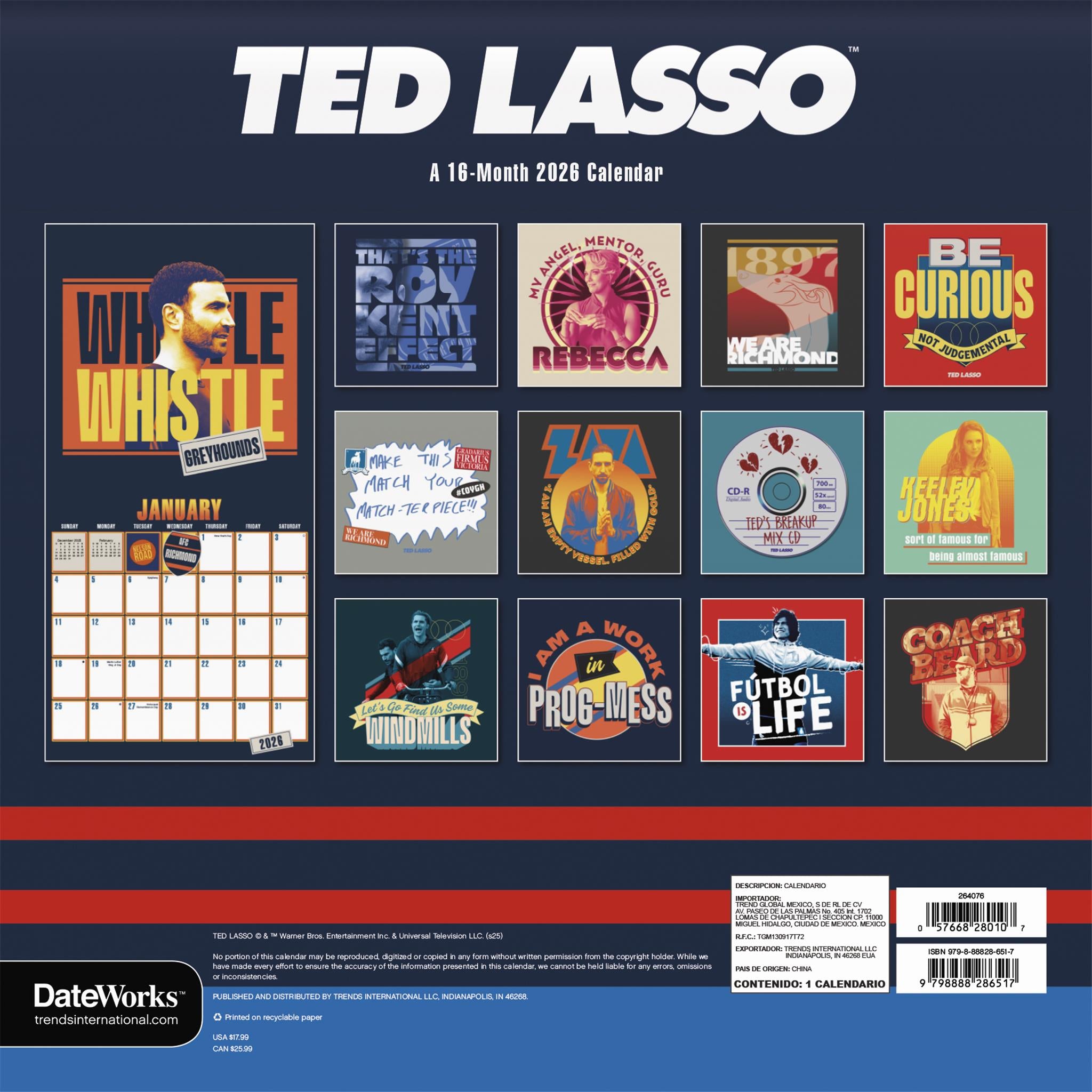 Ted Lasso 2026 Wall Calendar