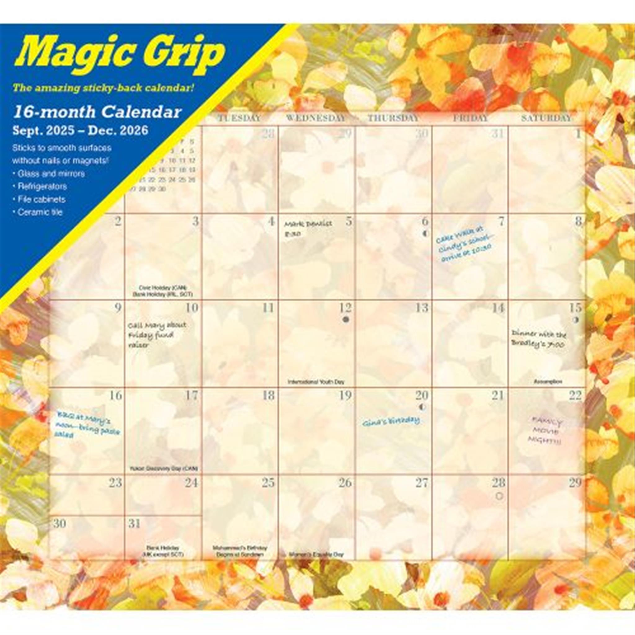 Floral Jumbo Magic Grip 2025-2026 Exclusive Wall Calendar