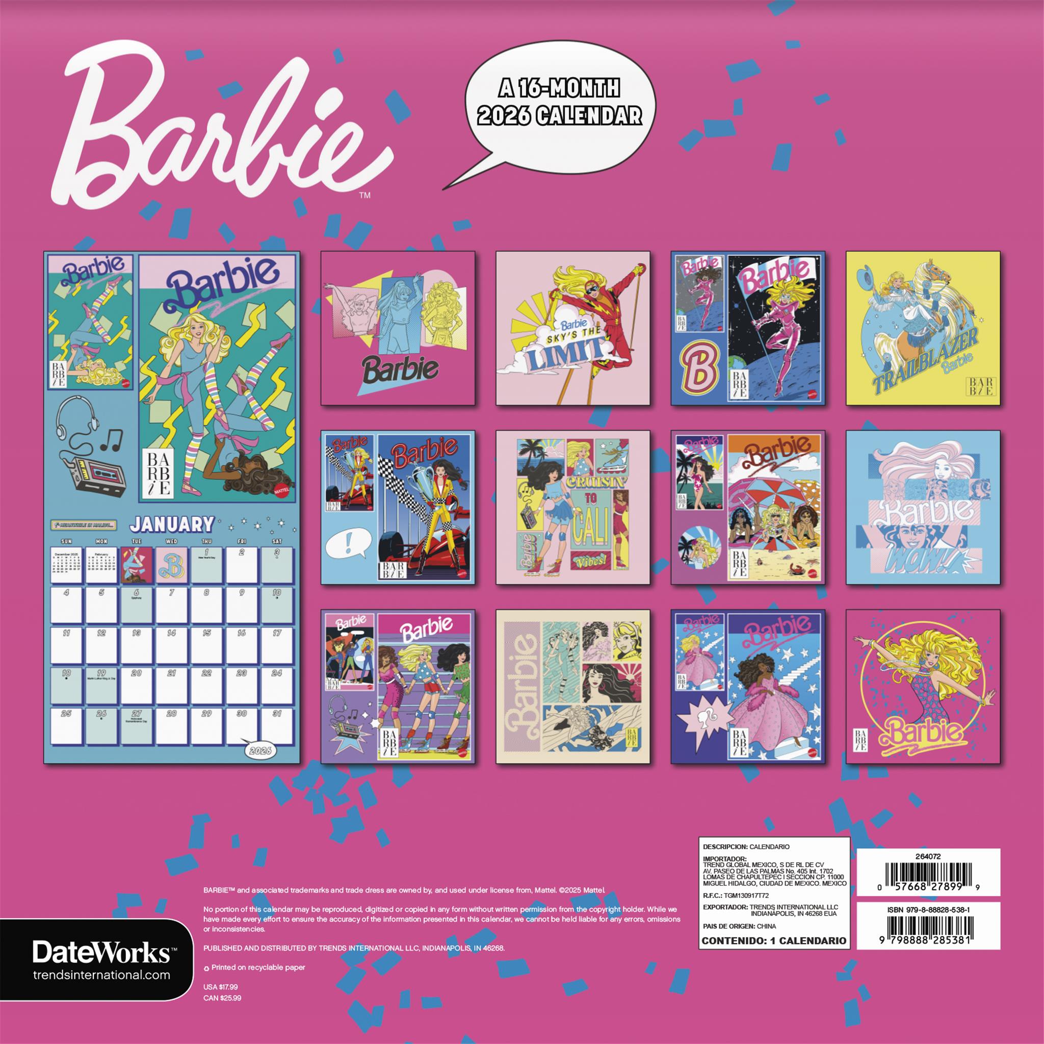 Barbie Comic 2026 Wall Calendar