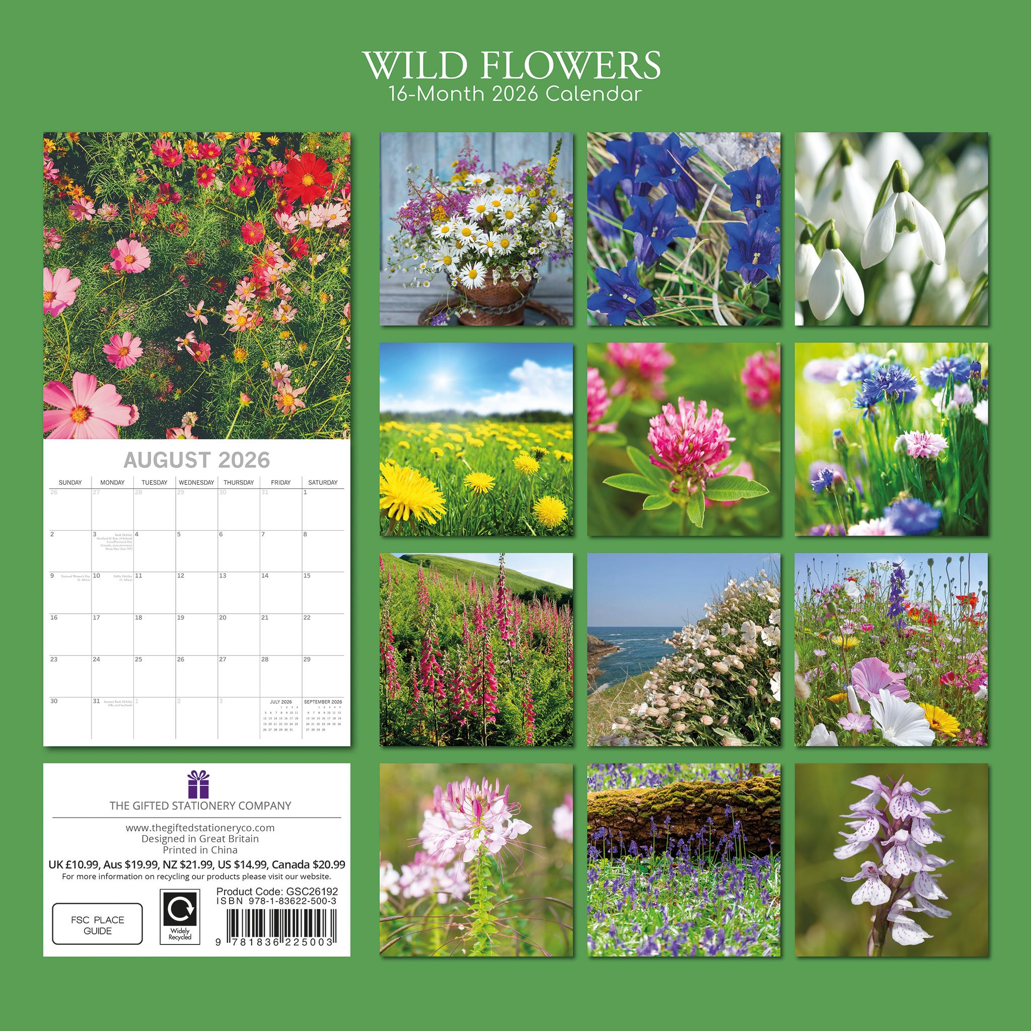 Wildflowers 2026 Wall Calendar - Calendar Club Canada