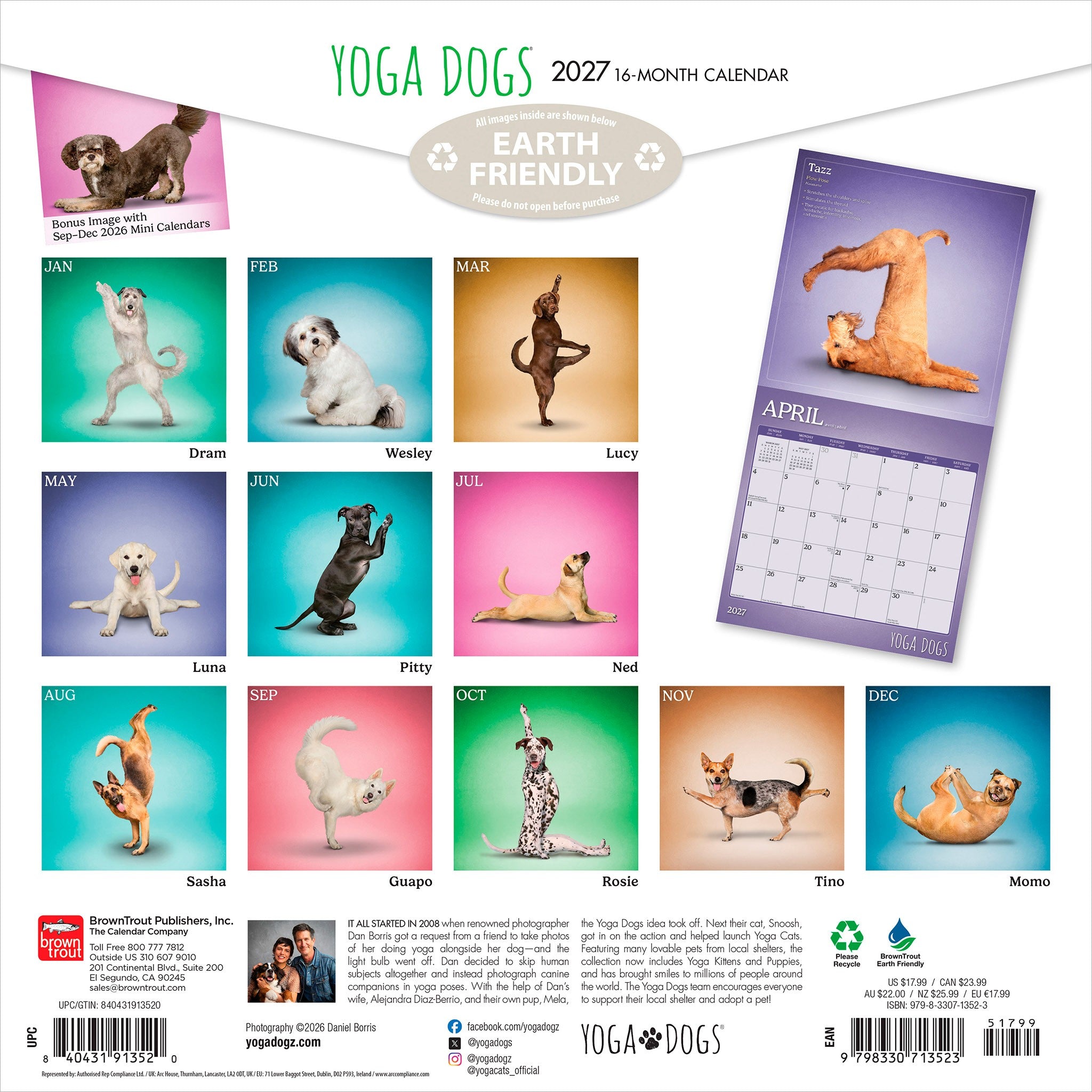 Yoga Dogs 2027 Wall Calendar