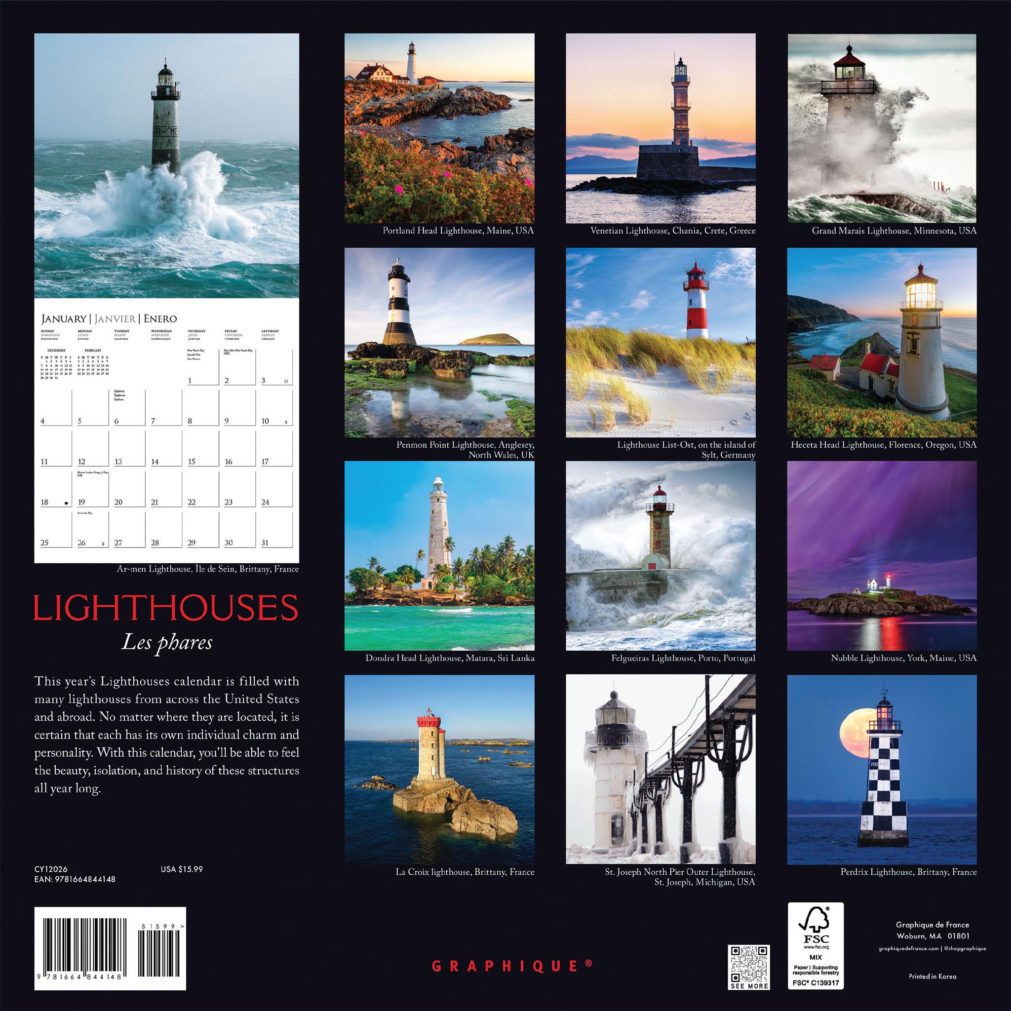 Lighthouses 2026 Wall Calendar - Online Only