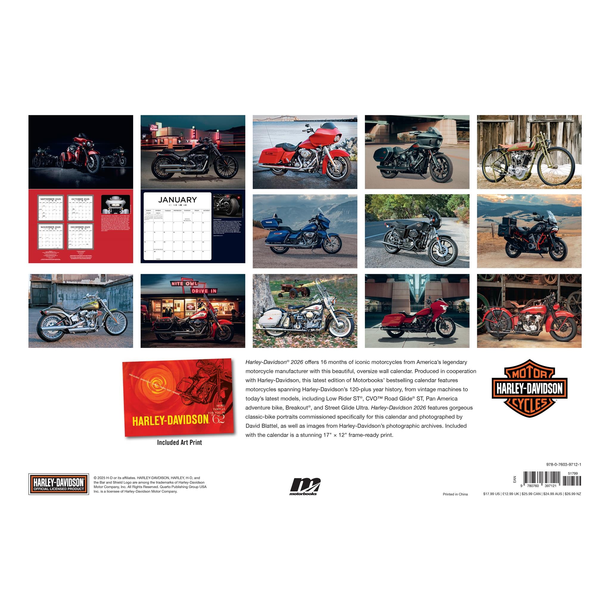 Harley Davidson 2026 Deluxe Wall Calendar