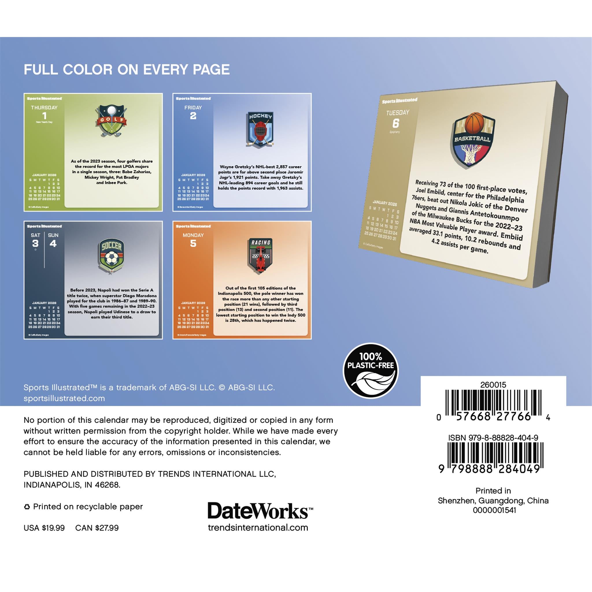 Sports Illustrated Sports 2026 Box Calendar - Online Only