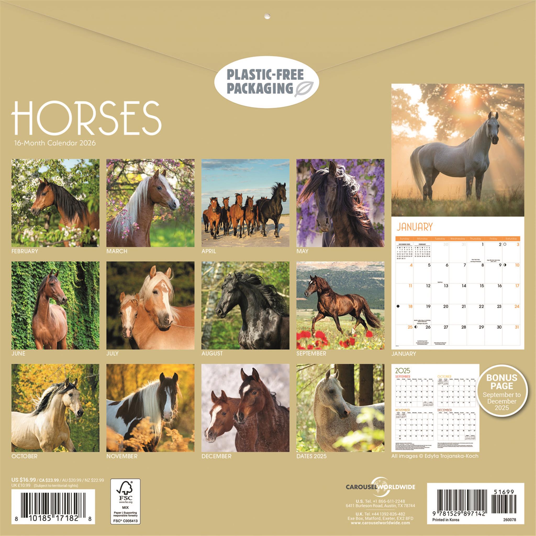 Horses 2026 Wall Calendar