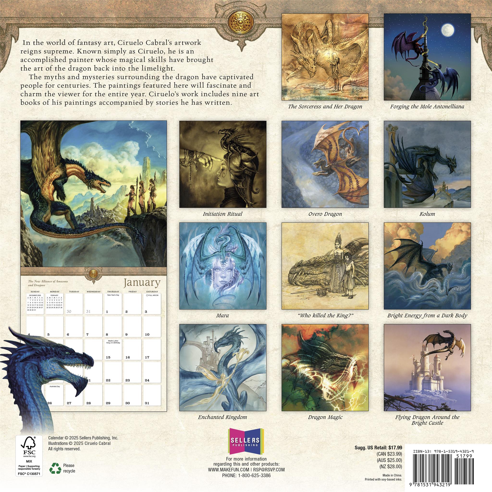 Dragons By Ciruelo 2026 Wall Calendar - Online Only
