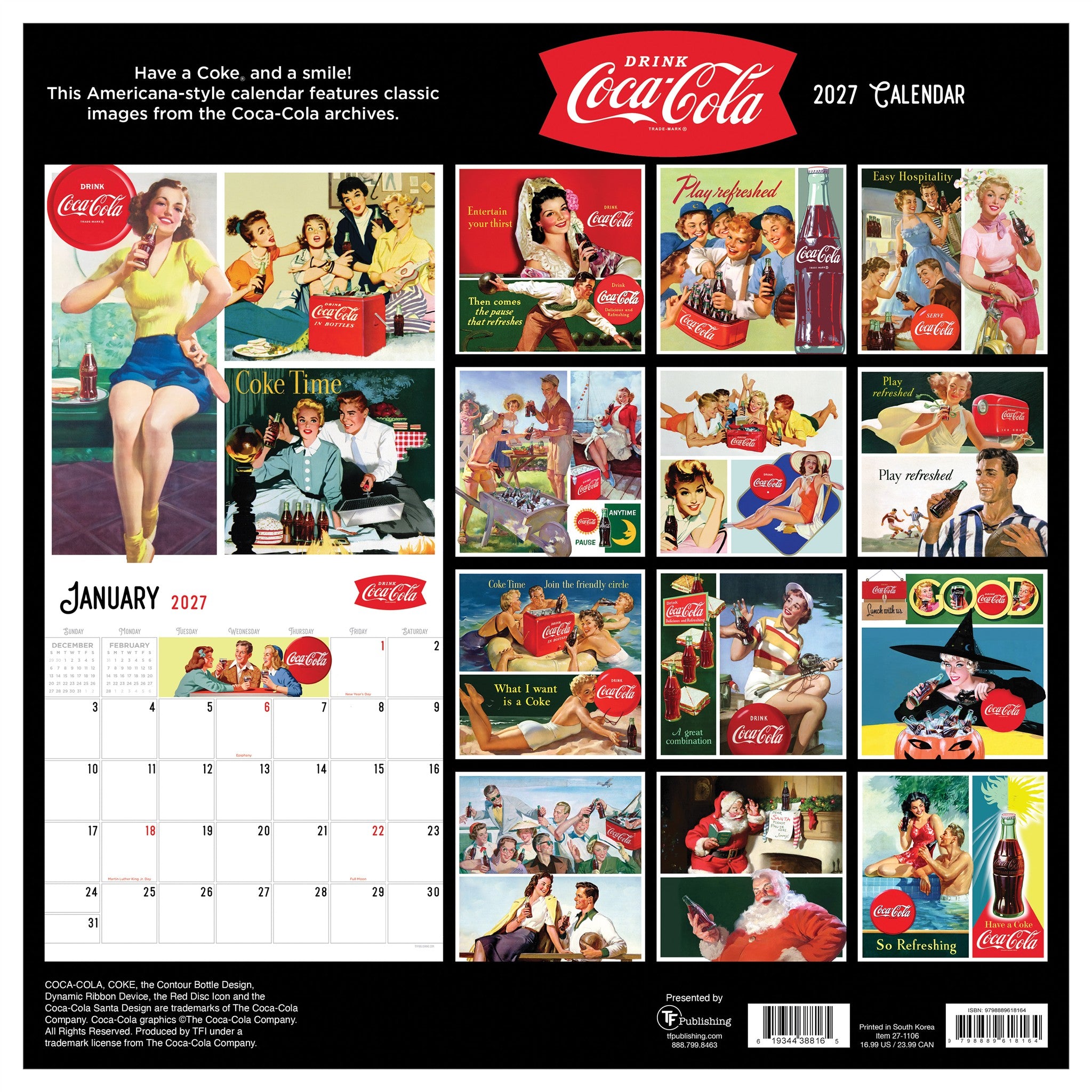 Coke: Vintage Nostalgia 2027 Wall Calendar - Online Only
