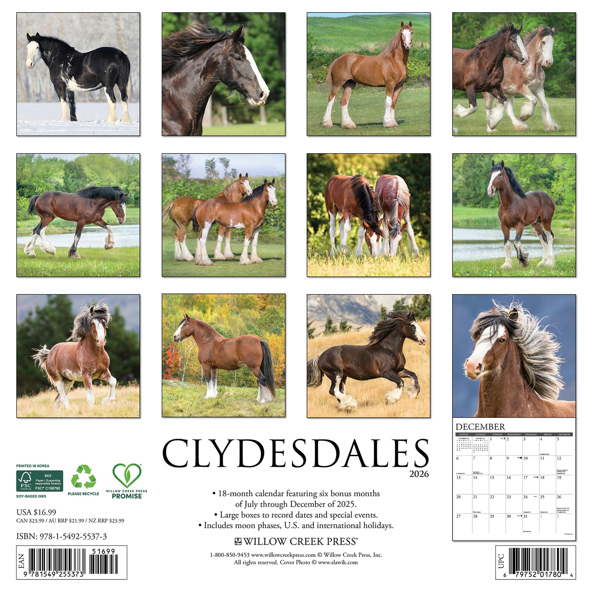 Clydesdales 2026 Wall Calendar