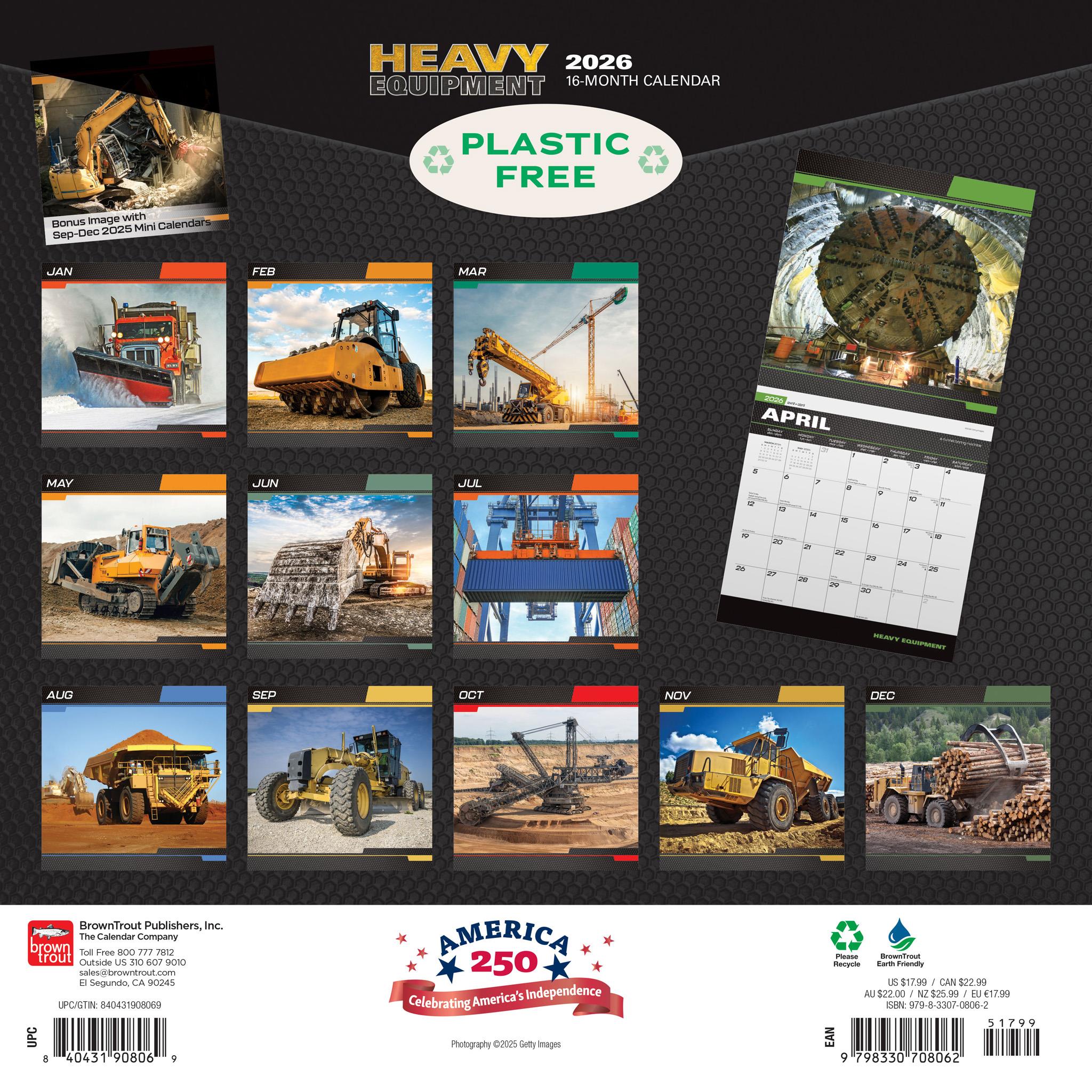 Heavy Equipment 2026 Wall Calendar