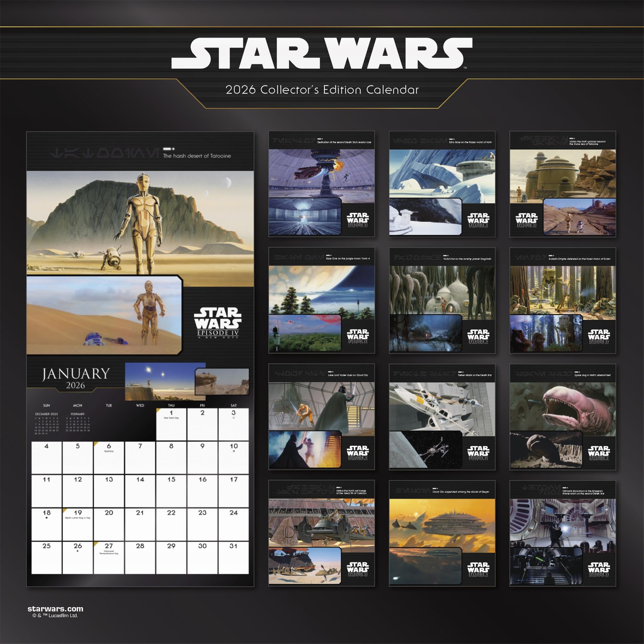 Star Wars Collectors Edition 2026 Wall Calendar