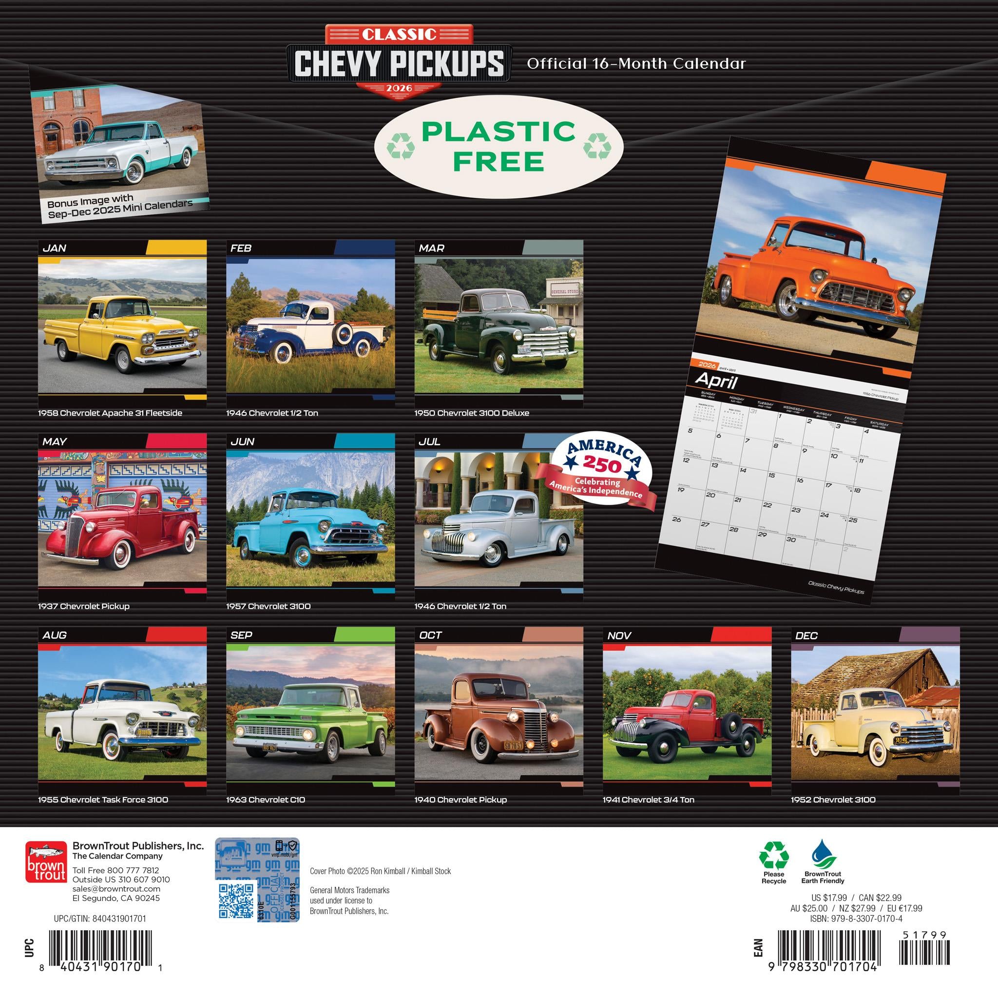 Chevy Pickups Classic 2026 Wall Calendar