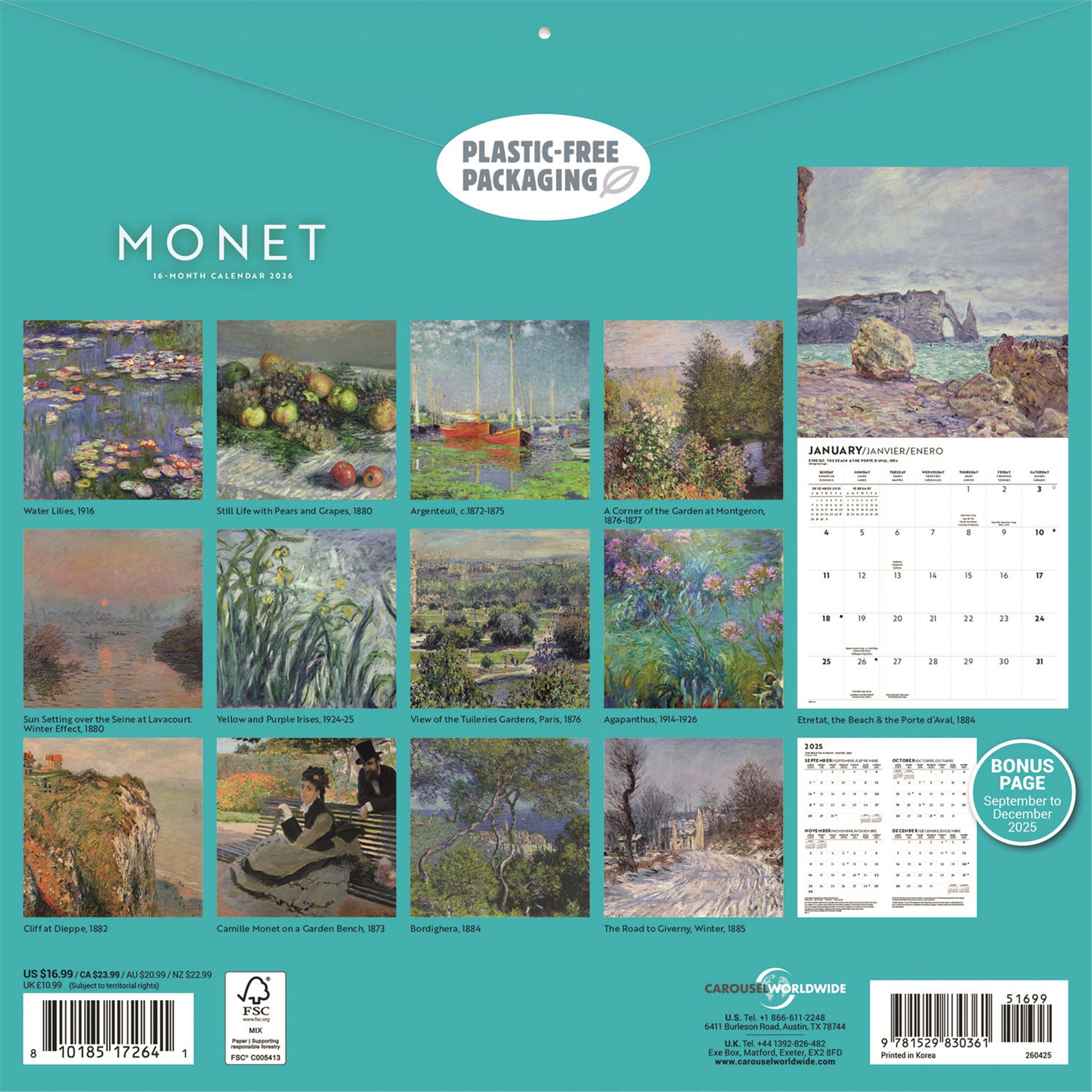 Monet 2026 Wall Calendar