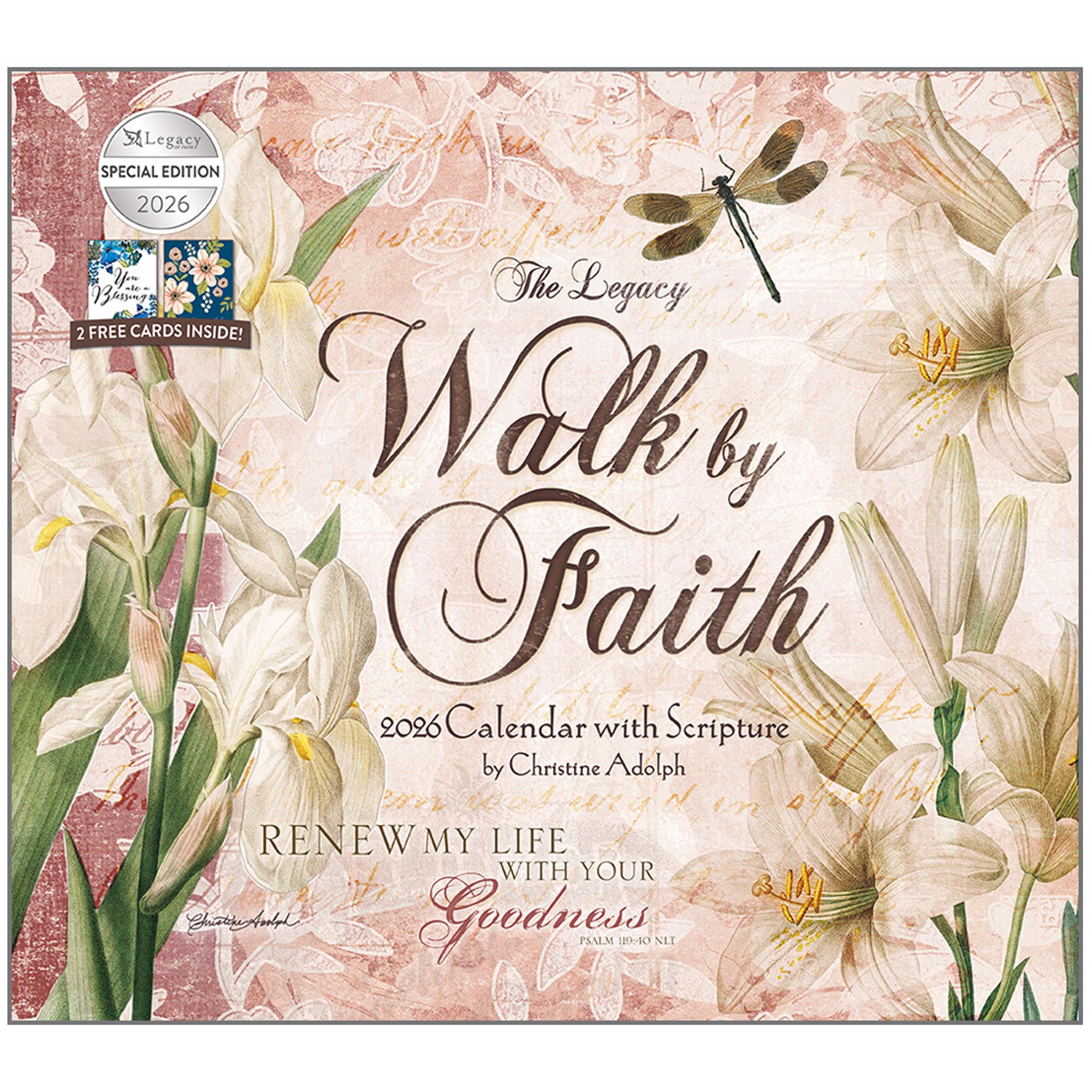 Walk By Faith 2026 Deluxe Special Edition Wall Calendar with Cards