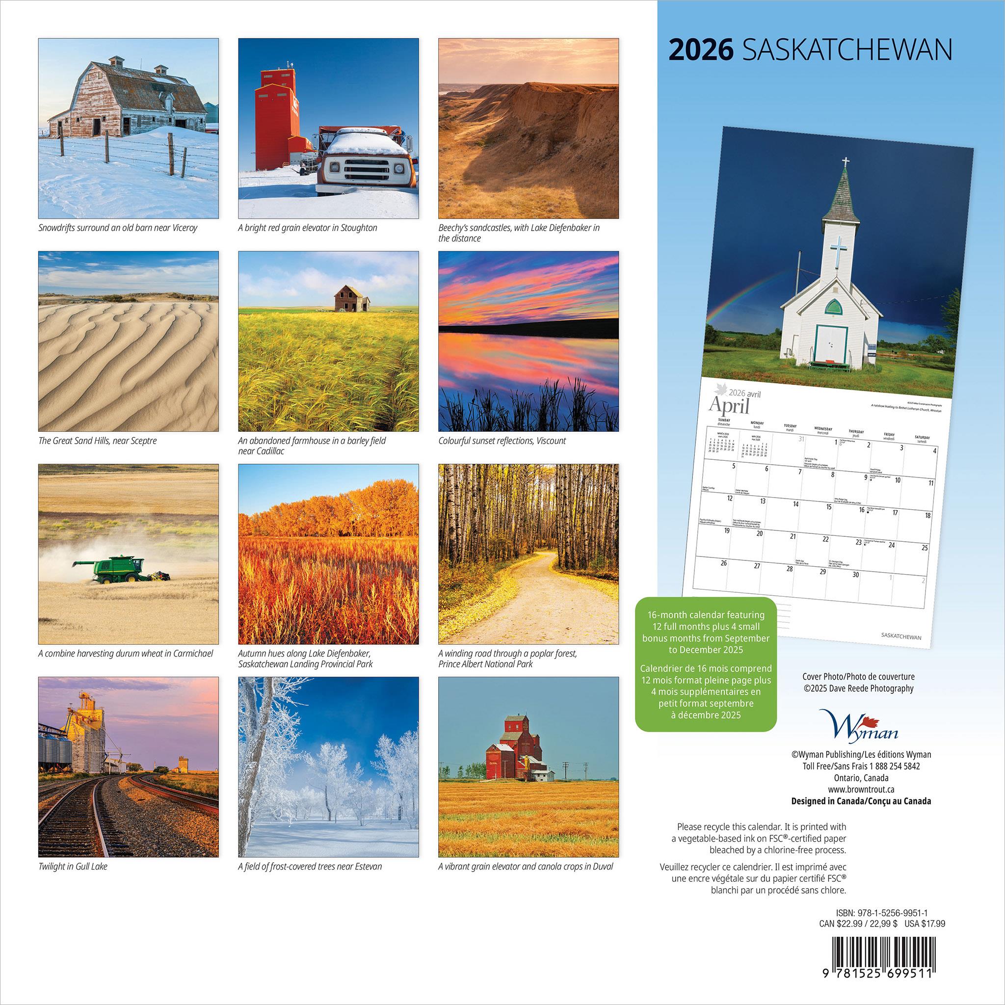 Saskatchewan 2026 Wall Calendar