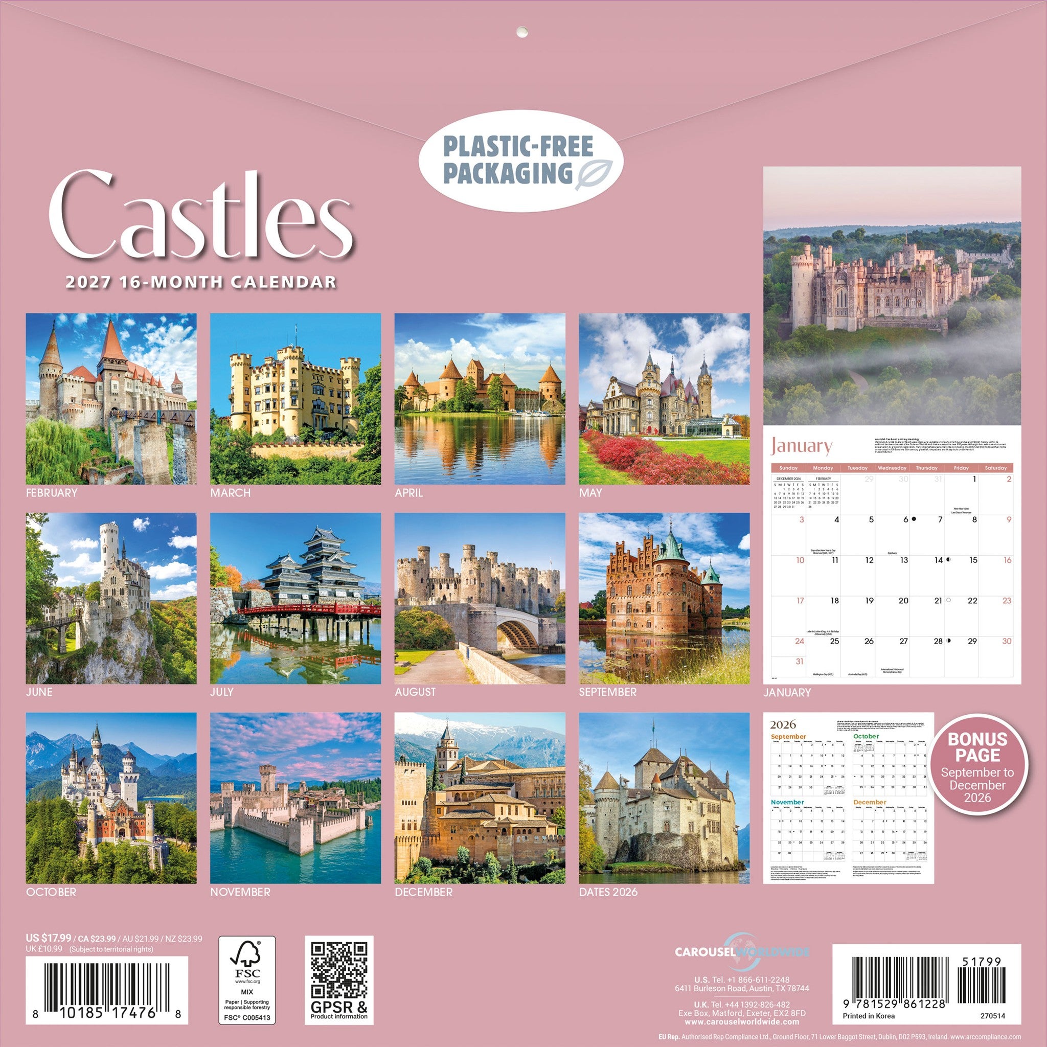 Castles 2027 Wall Calendar