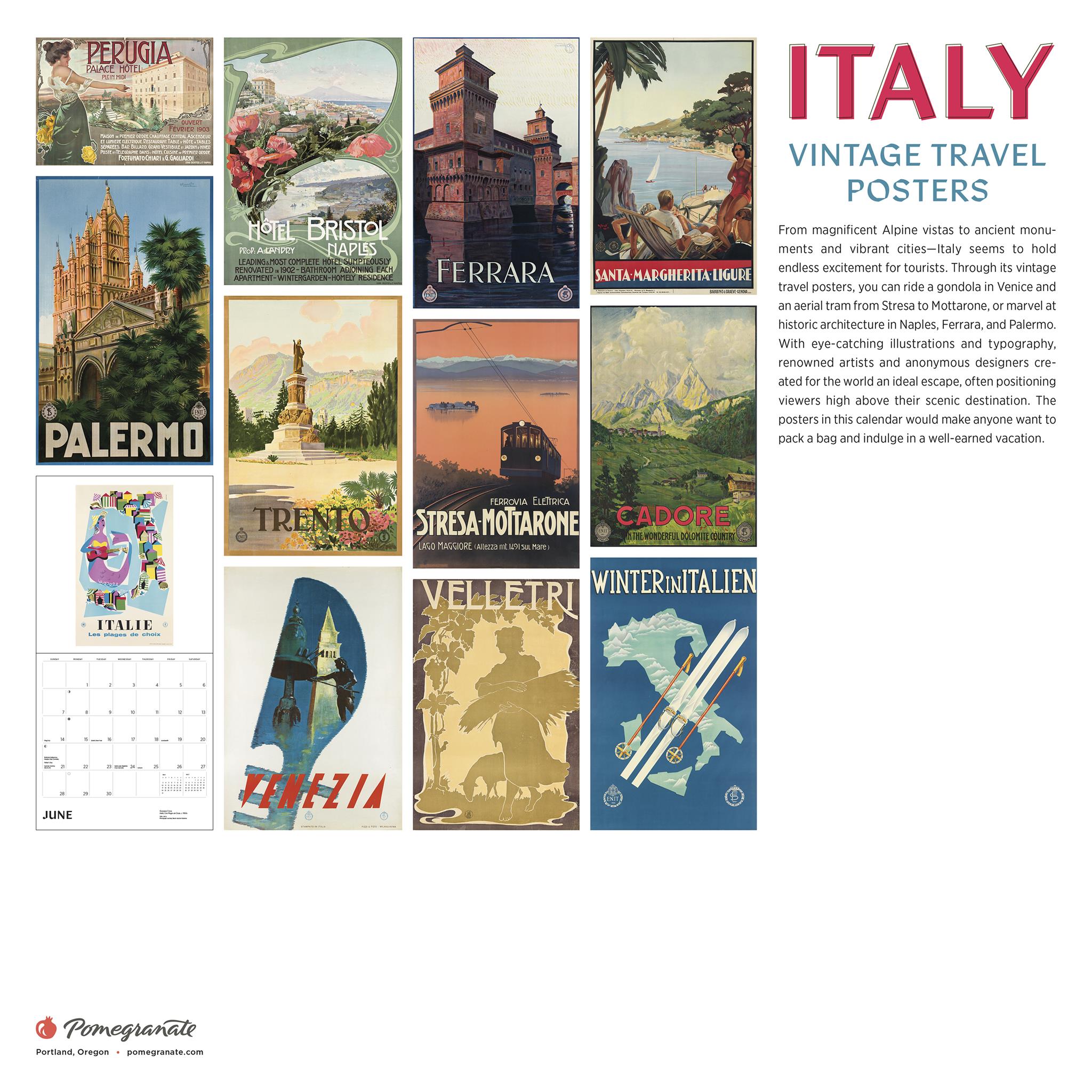 Italy Vintage Travel Posters 2026 Wall Calendar - Online Only