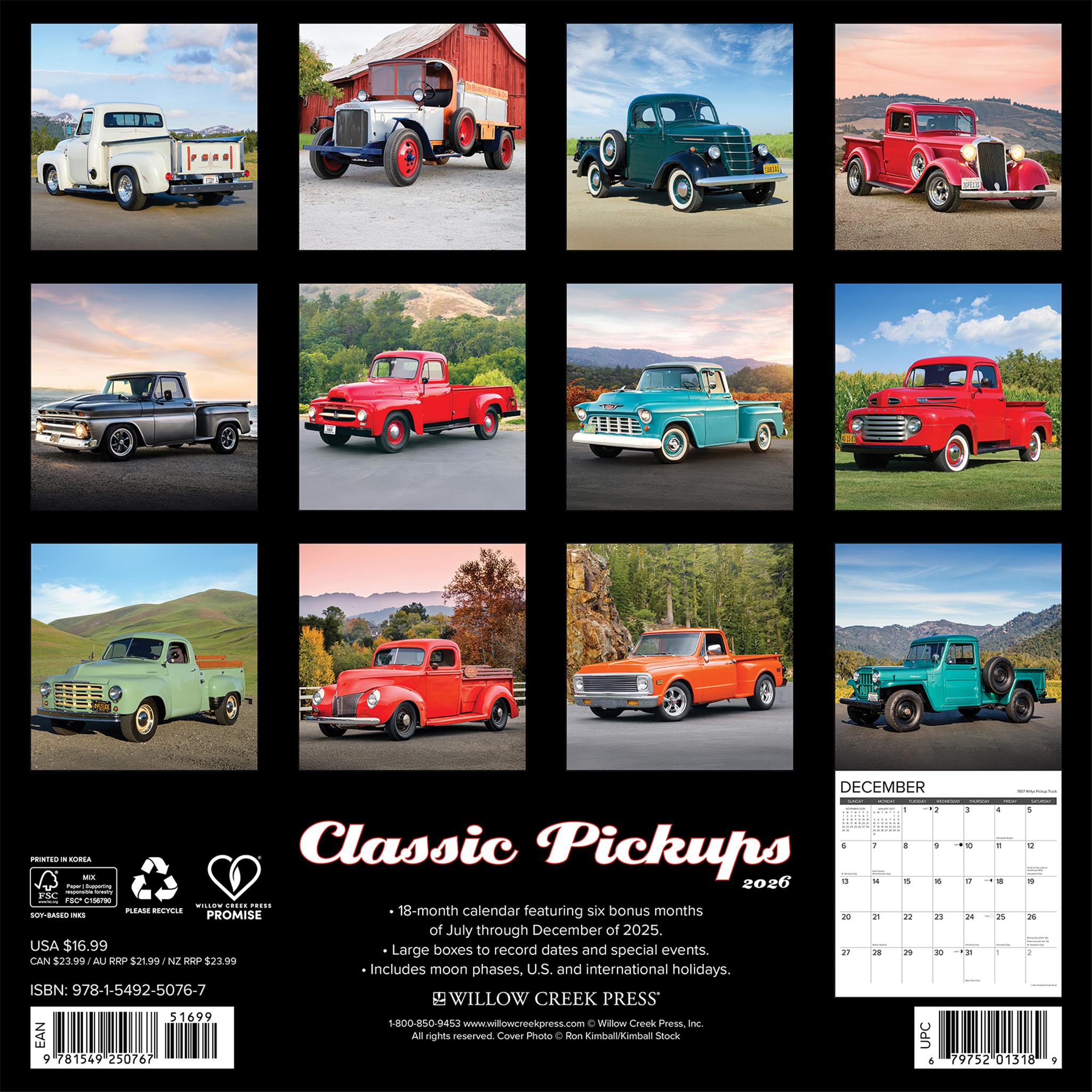 Classic Pickups 2026 Wall Calendar - Online Only
