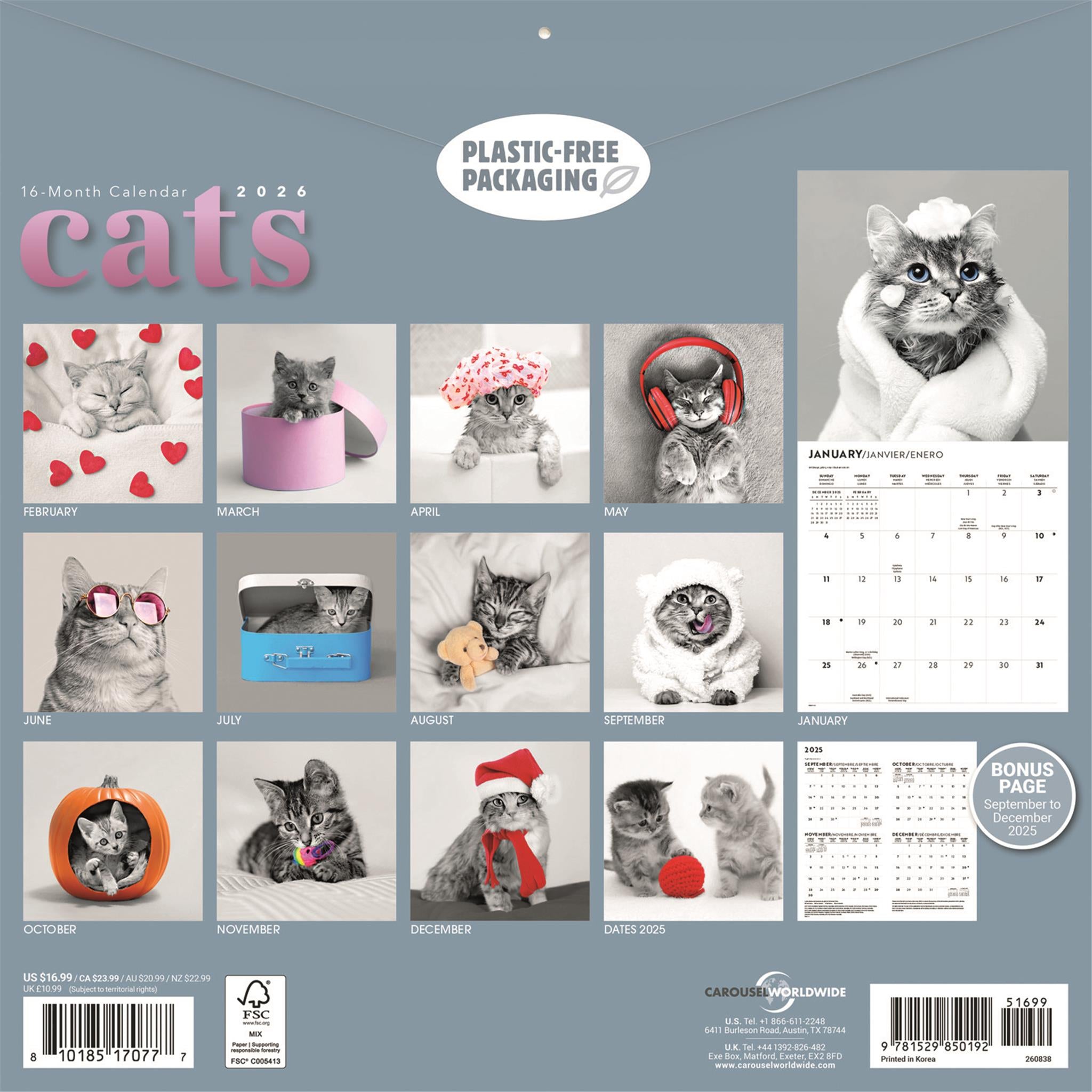 Classic Cats 2026 Wall Calendar
