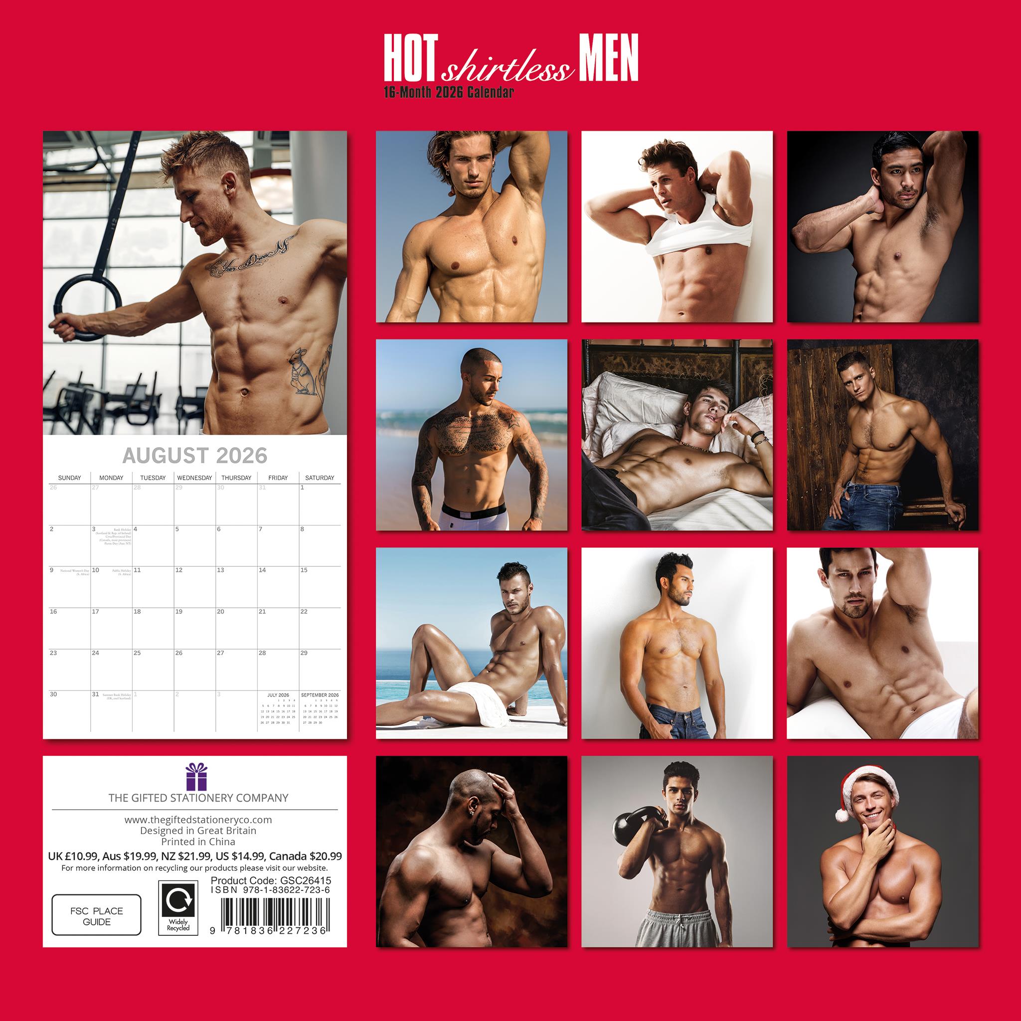 Hot Shirtless Men 2026 Wall Calendar