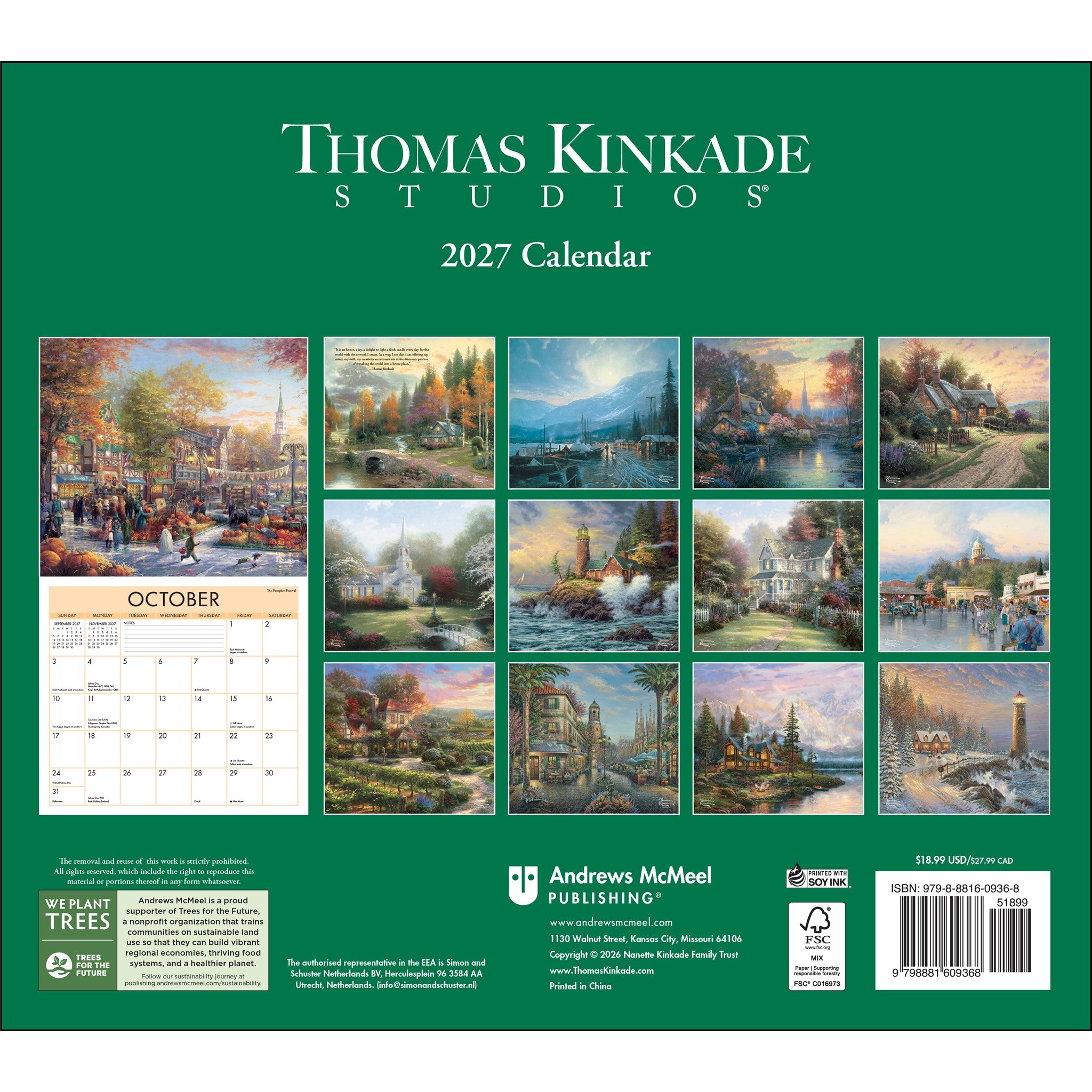 Thomas Kinkade Studios 2027 Wall Calendar
