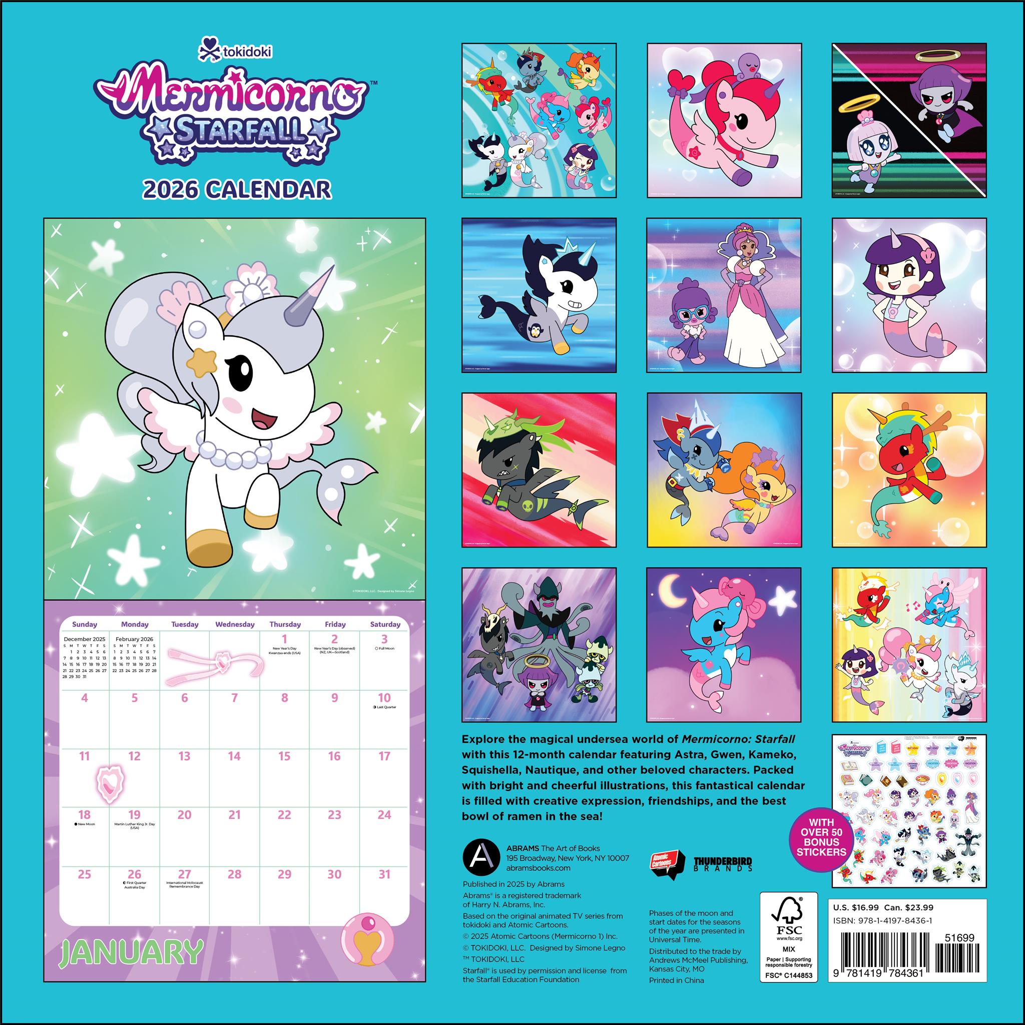 Mermicorno Starfall with Stickers 2026 Wall Calendar - Online Only