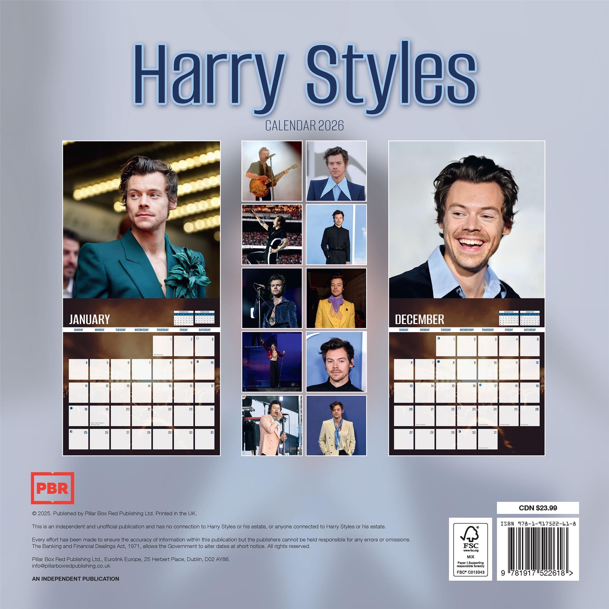 Harry Styles 2026 Wall Calendar