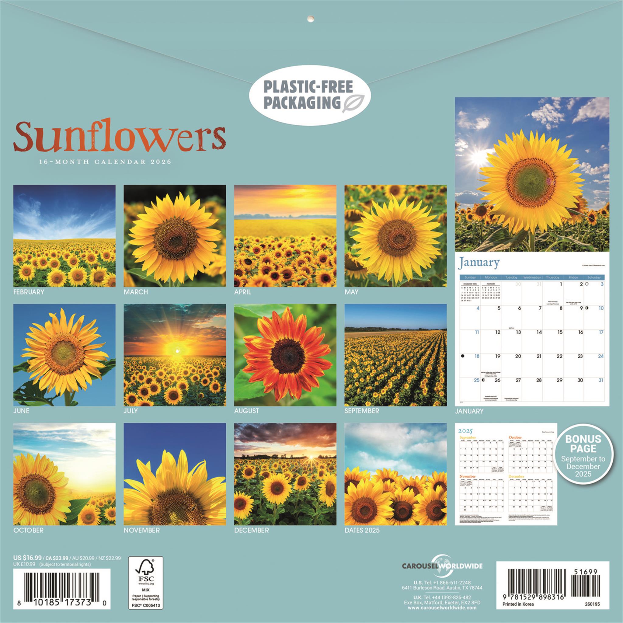 Sunflowers 2026 Wall Calendar
