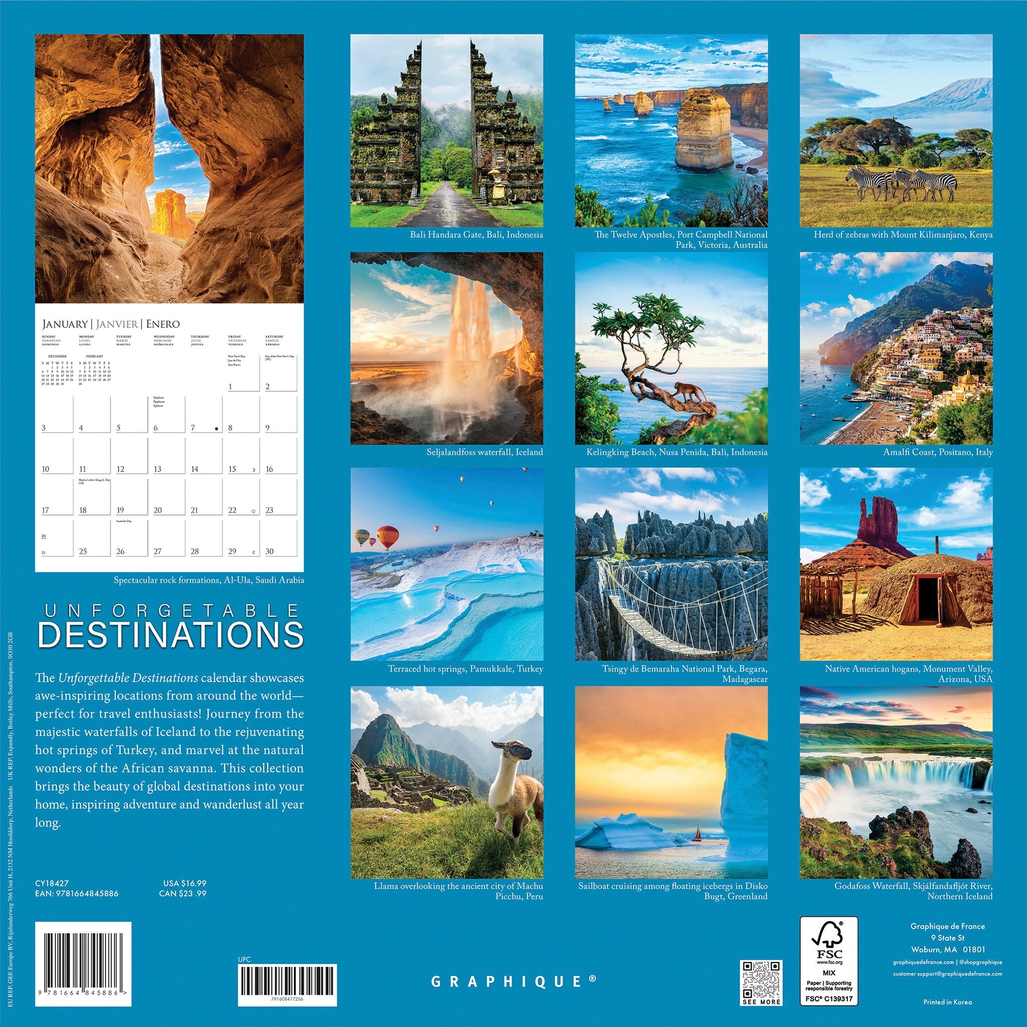 Unforgettable Destinations 2027 Wall Calendar - Online Only
