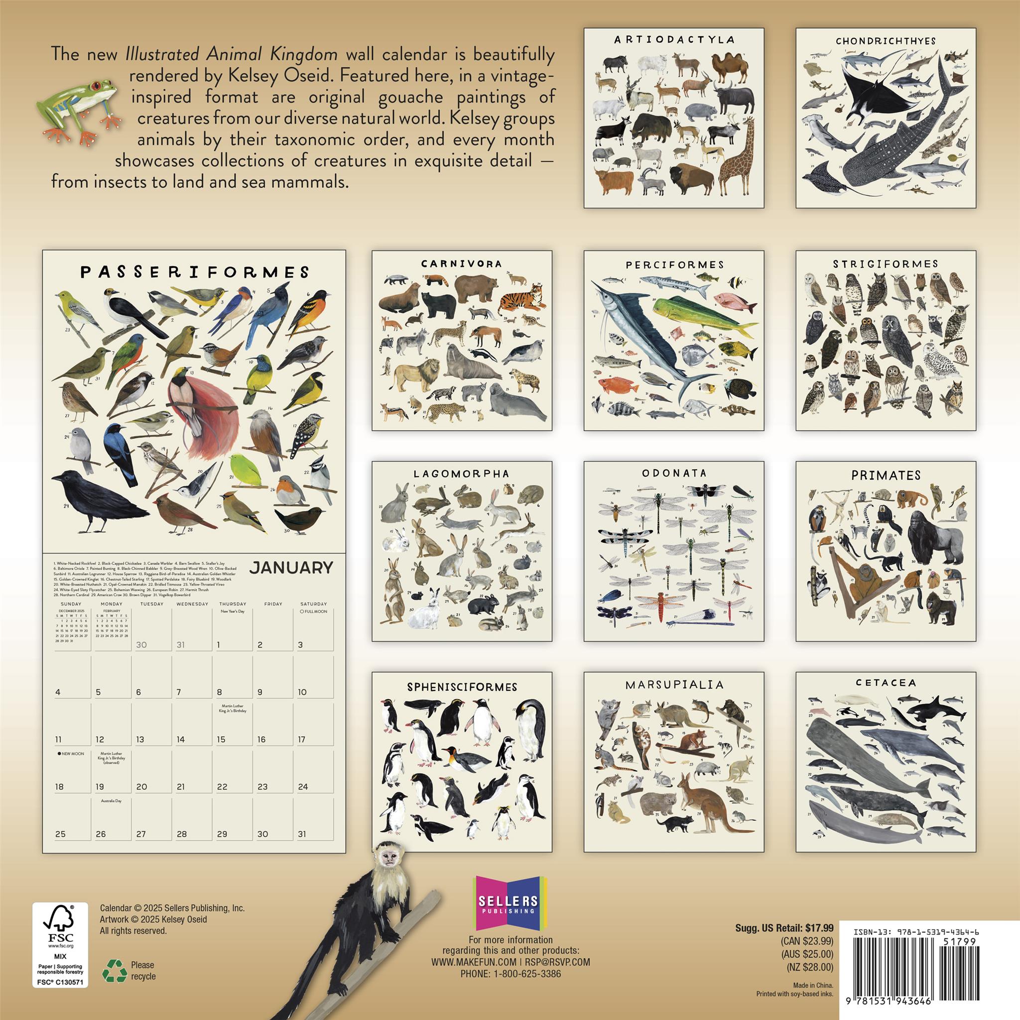 Illustrated Animal Kingdom 2026 Wall Calendar - Online Only