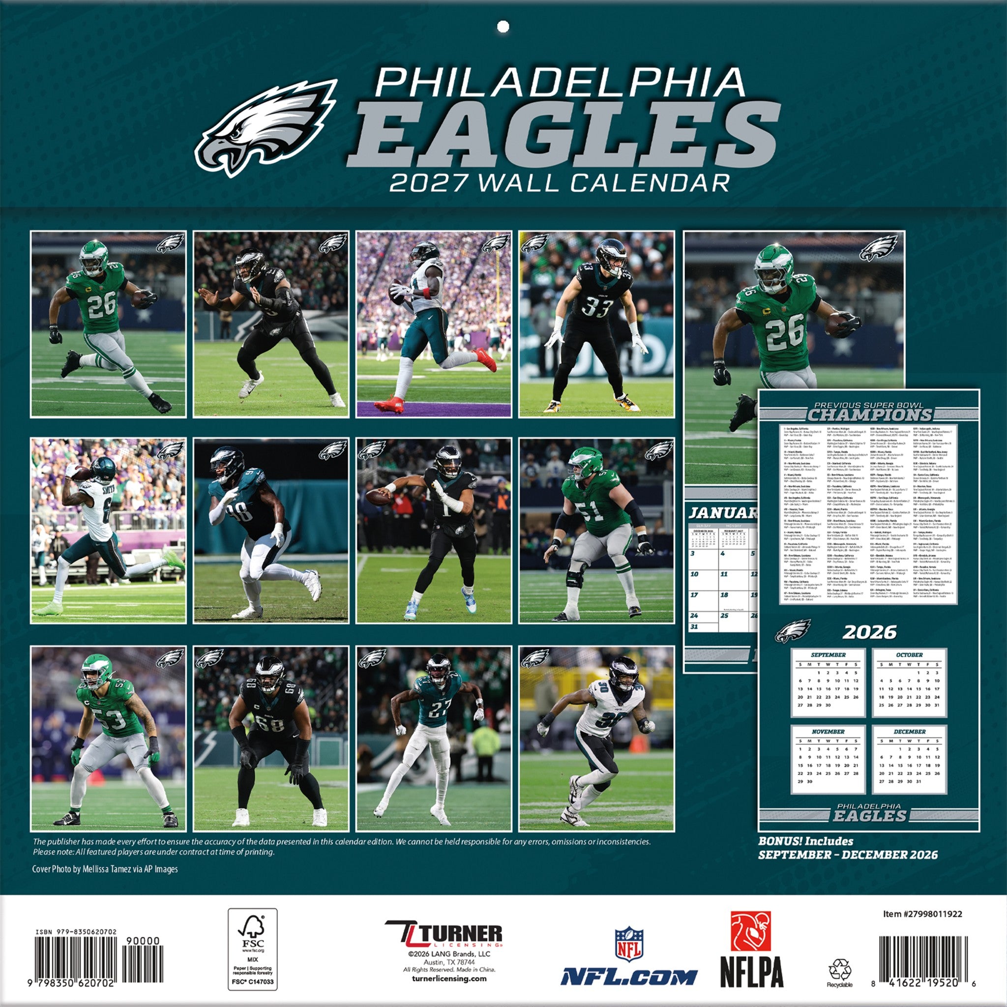 NFL Philadelphia Eagles 2027 Wall Calendar