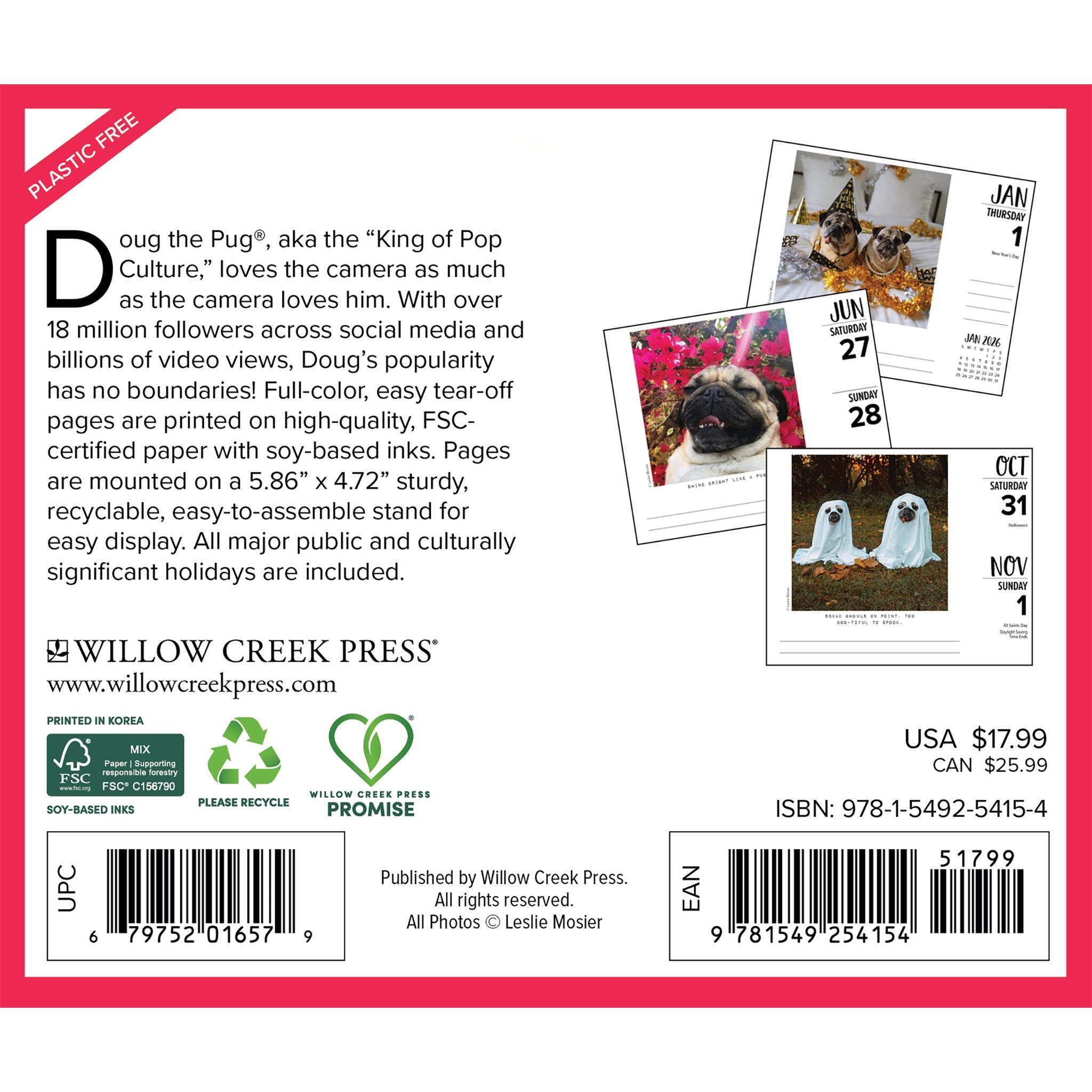 Doug The Pug 2026 Box Calendar