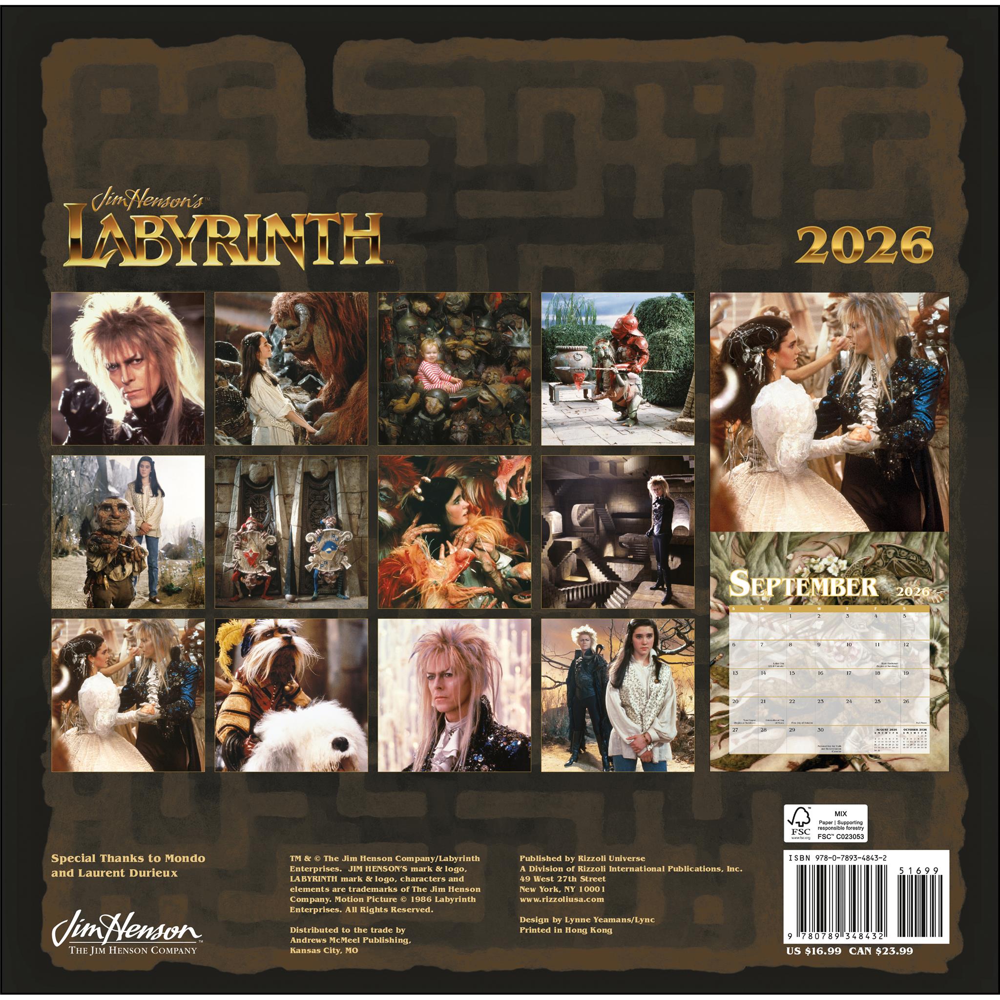 Jim Henson’s Labyrinth 2026 Wall Calendar