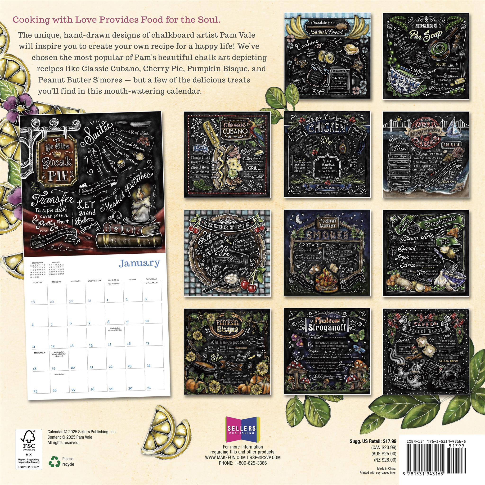 Cooking With Love Provides Food For The Soul 2026 Wall Calendar