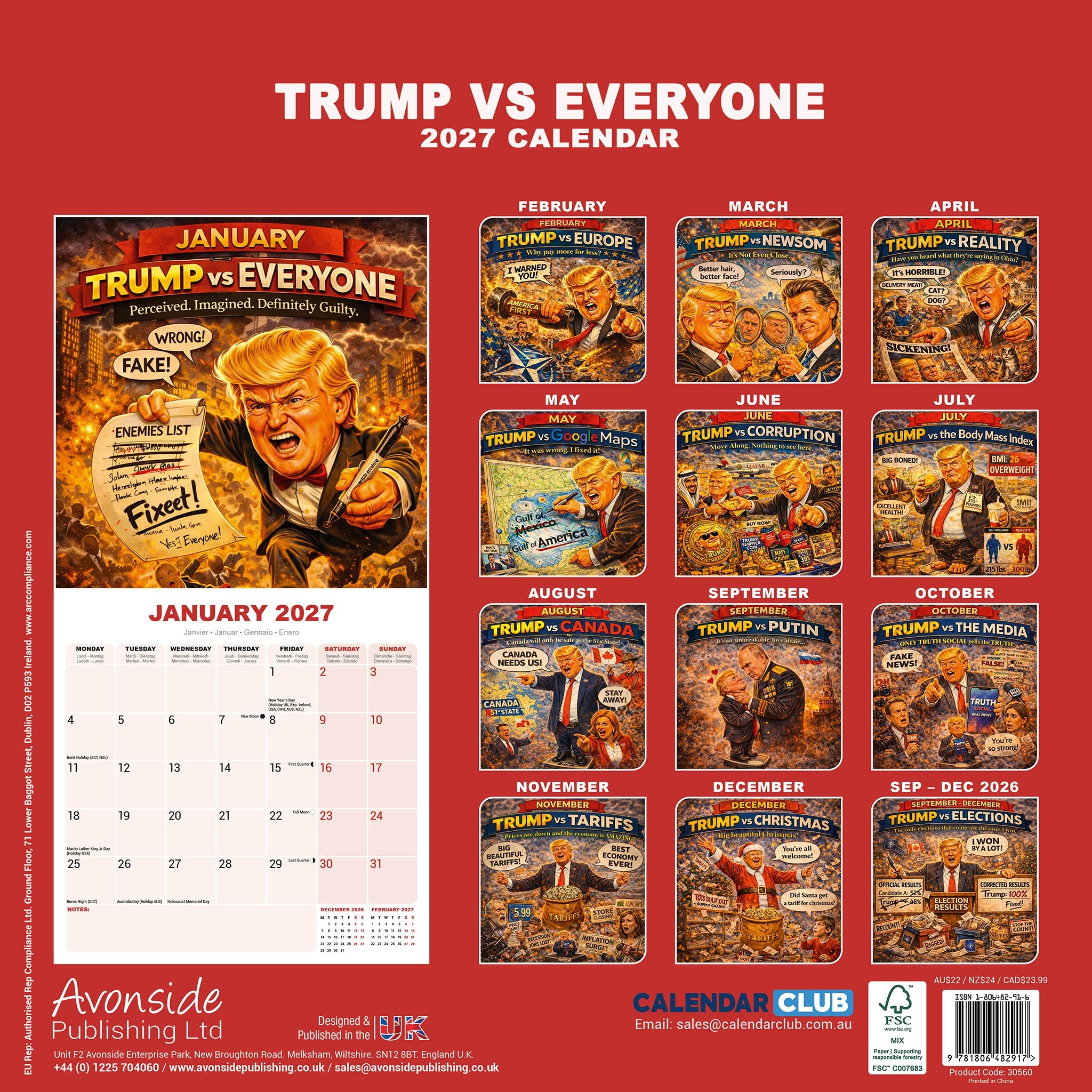 Trump vs Everyone Exclusive 2027 Wall Calendar