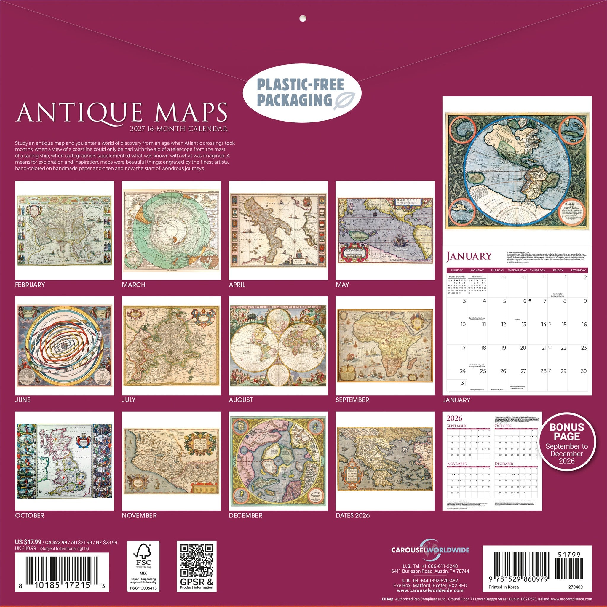 Antique Maps 2027 Wall Calendar