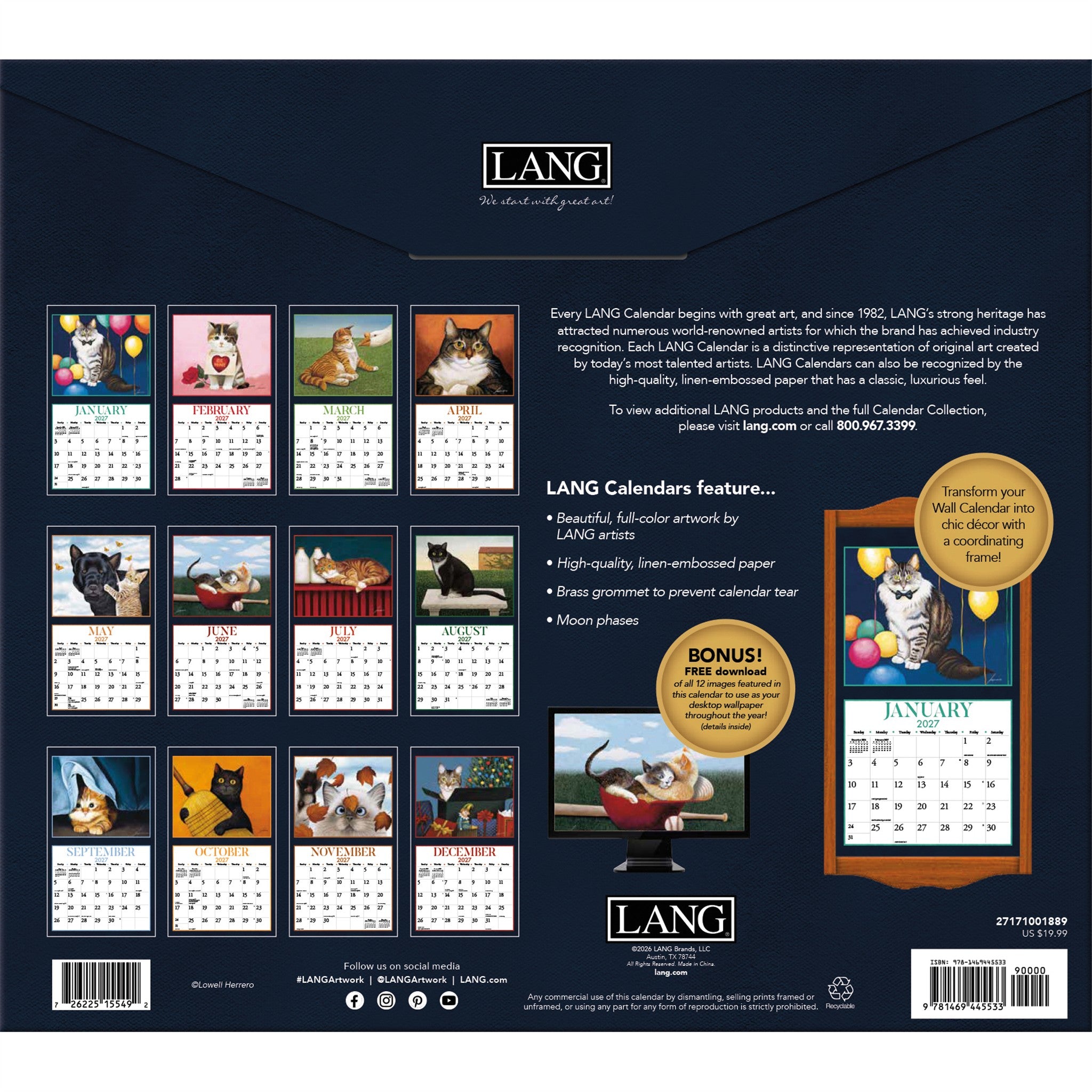 American Cat Special Edition with Print 2027 Wall Calendar