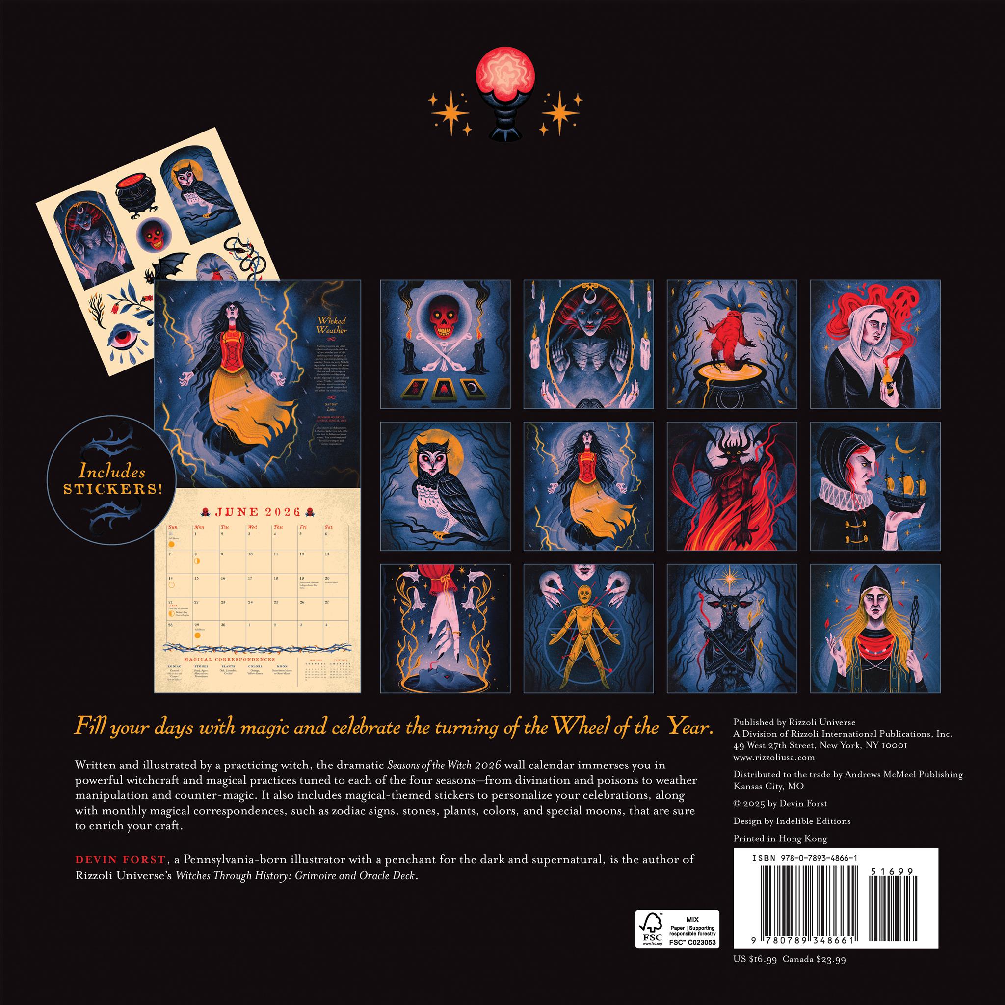 Seasons Of The Witch 2026 Wall Calendar