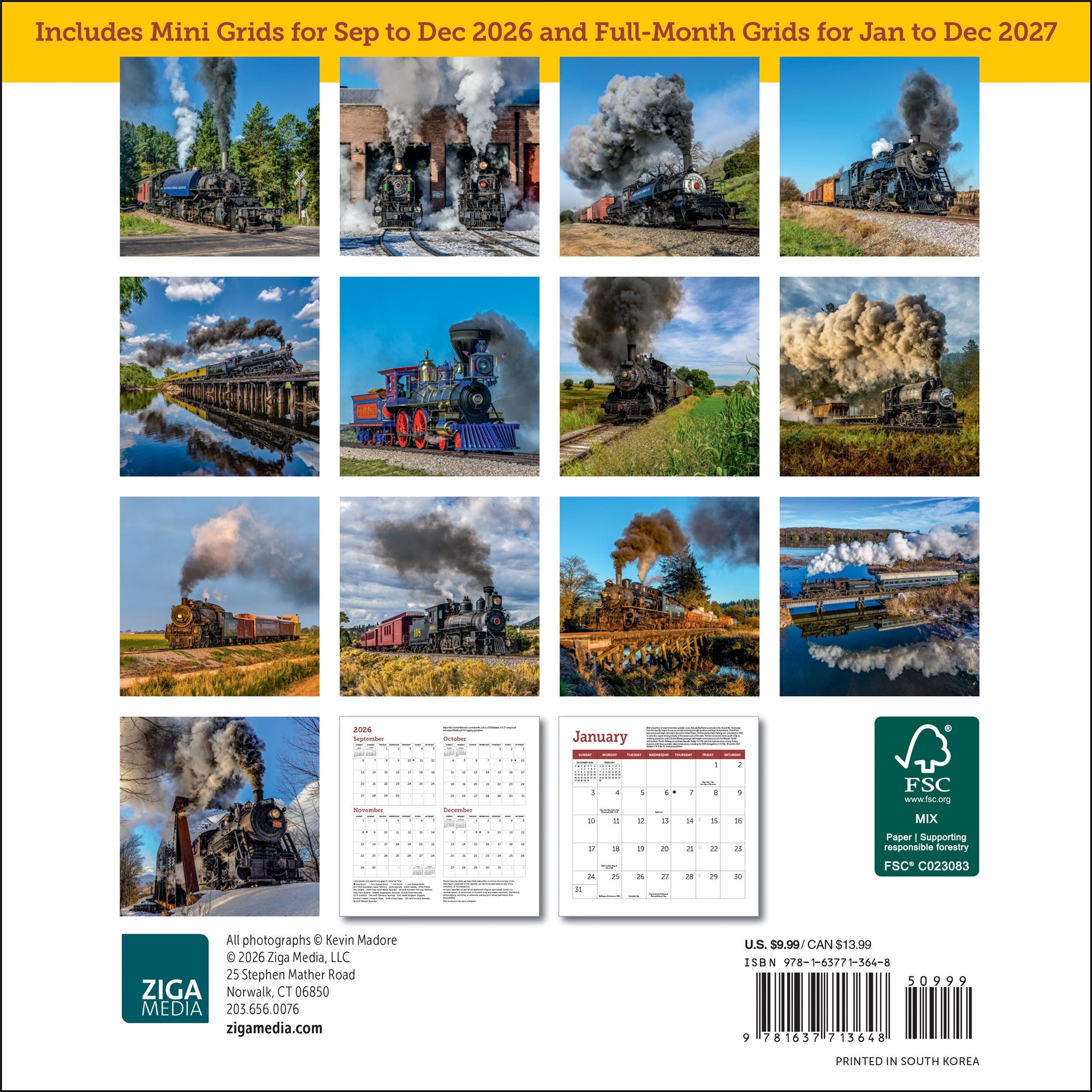 Steam Trains 2027 Mini Calendar
