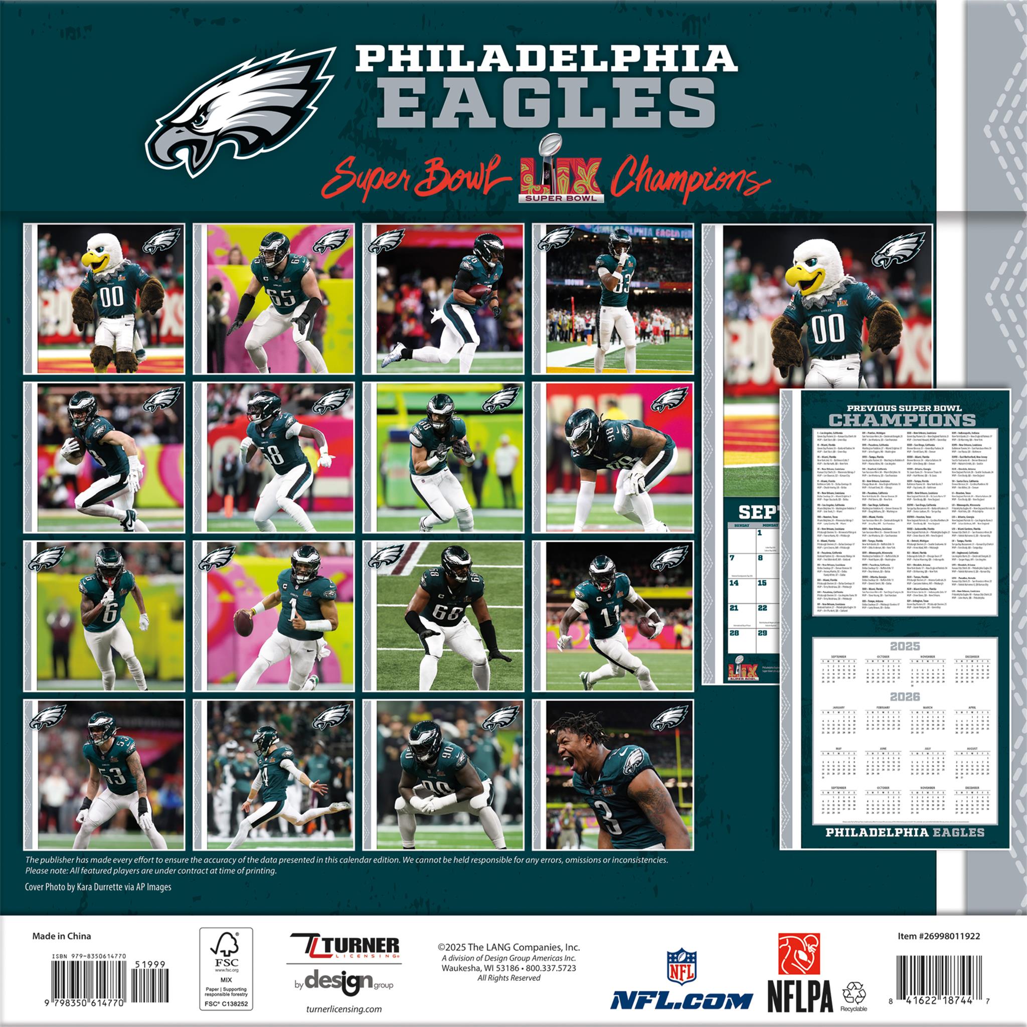 NFL Philadelphia Eagles 2026 Wall Calendar