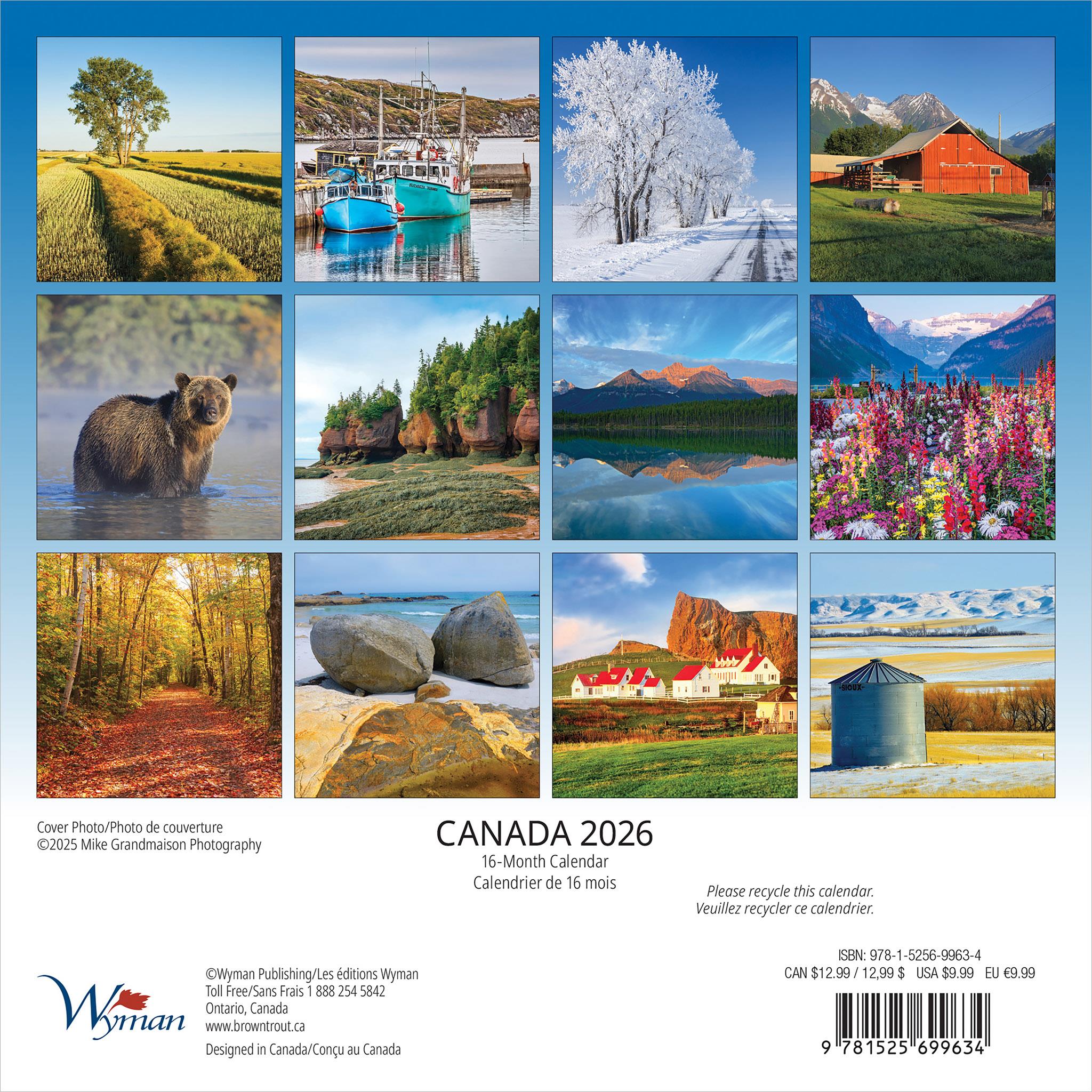Canada 2026 Mini Calendar