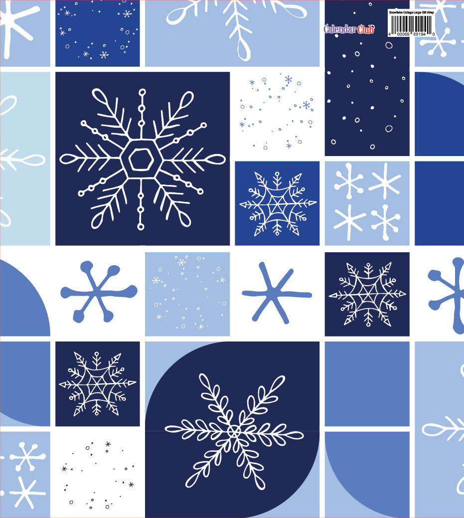 Blue Snowflake Collage Large Gift Wrap - Calendar Club Canada