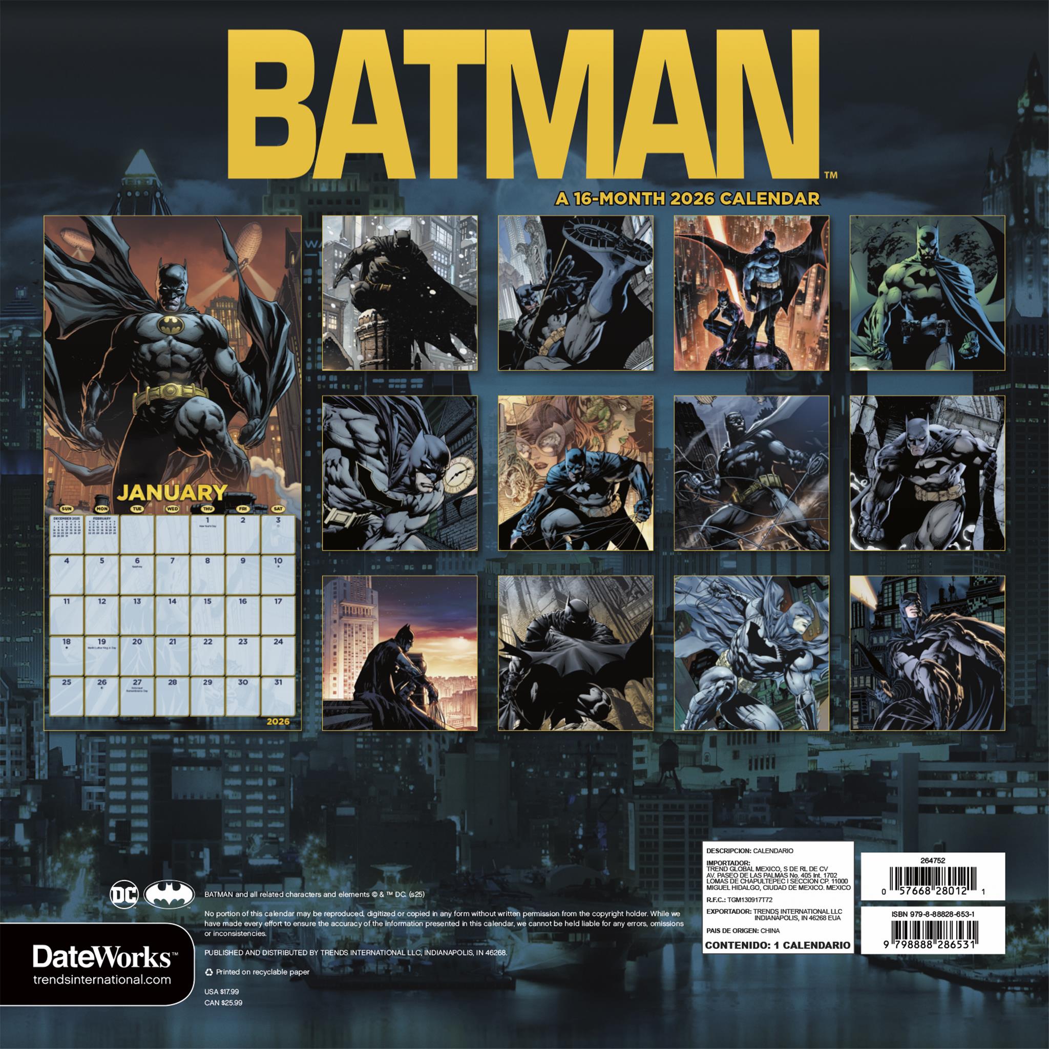 Batman Comic 2026 Wall Calendar