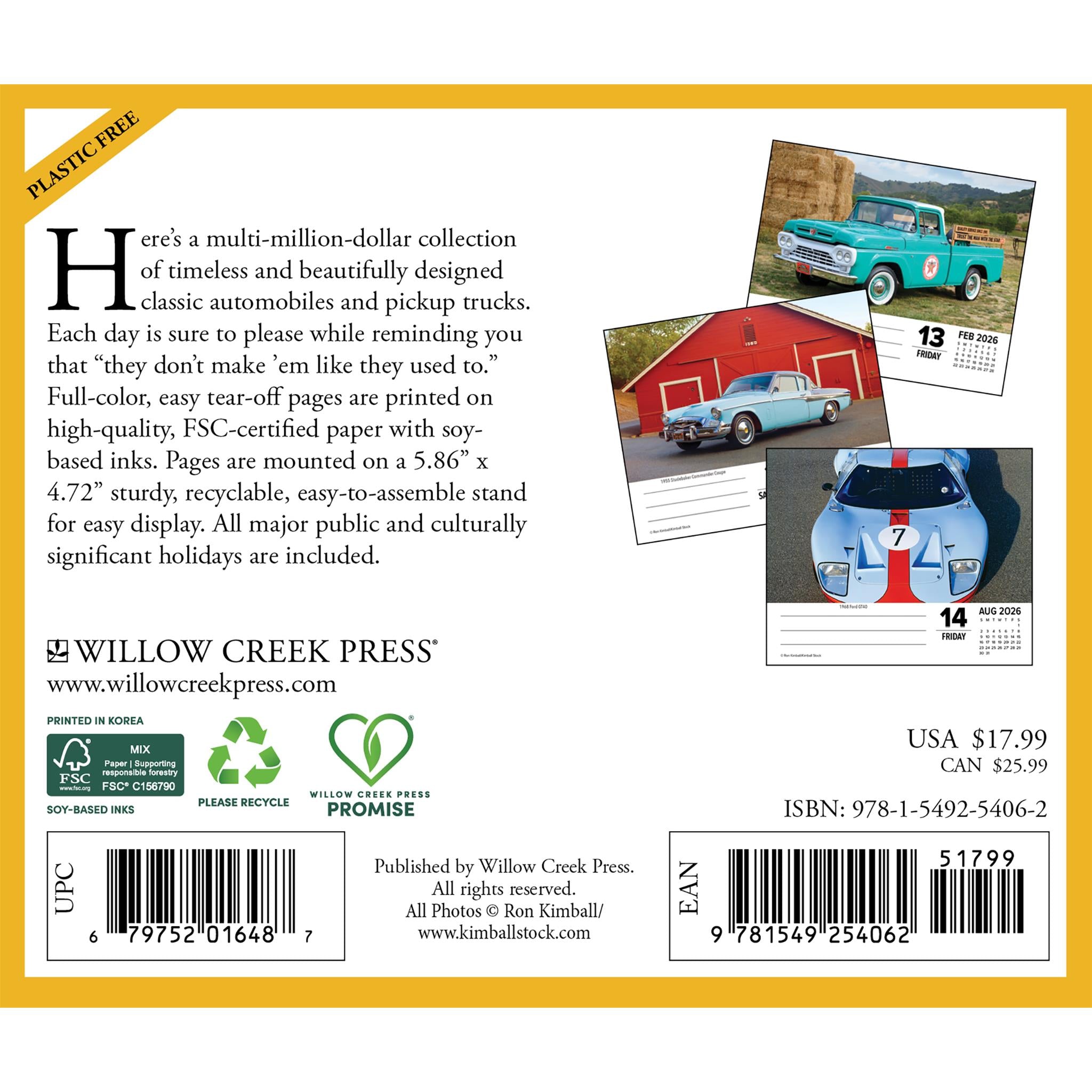 Classic Cars And Trucks 2026 Box Calendar