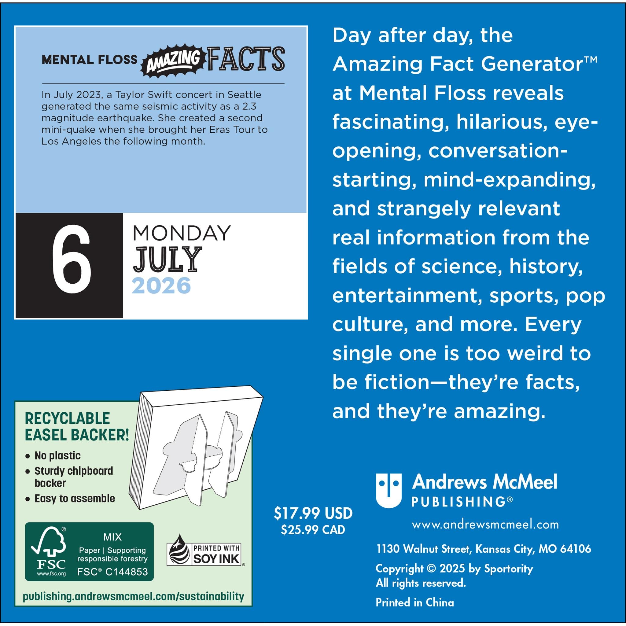 Amazing Facts From Mental Floss 2026 Box Calendar