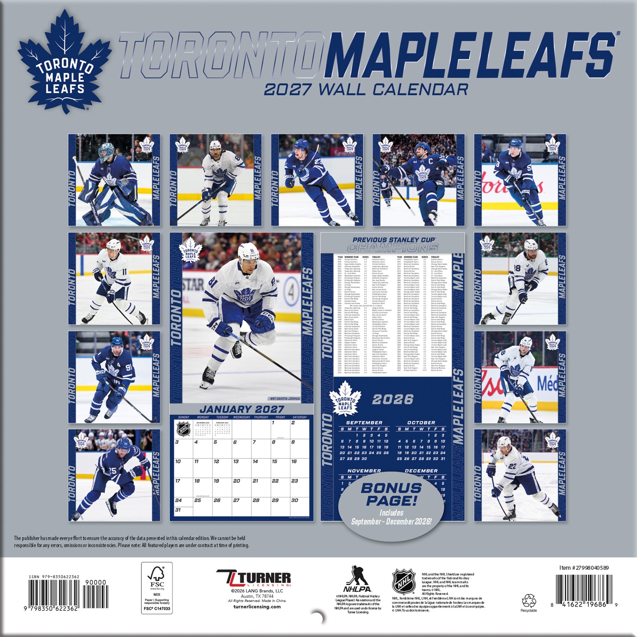 NHL Toronto Maple Leafs 2027 Mini Calendar