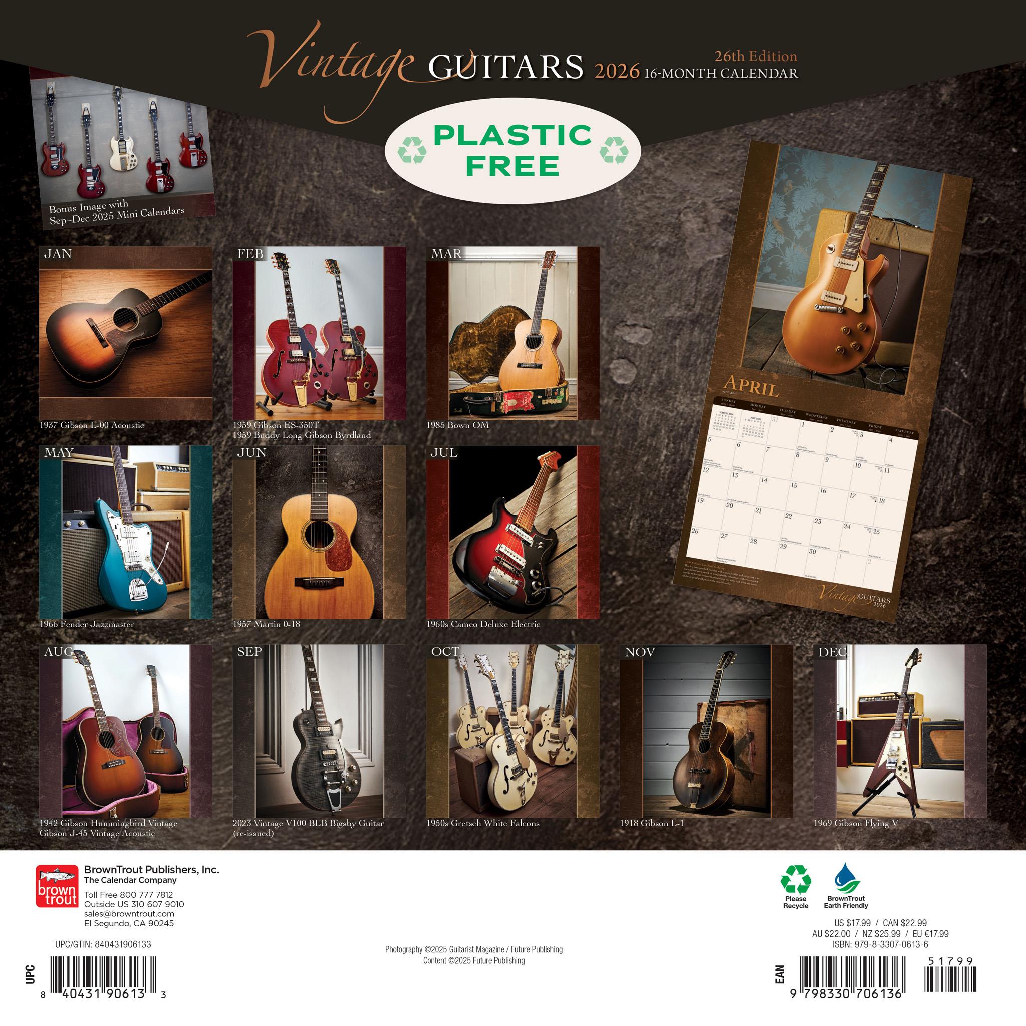 Vintage Guitars 2026 Wall Calendar
