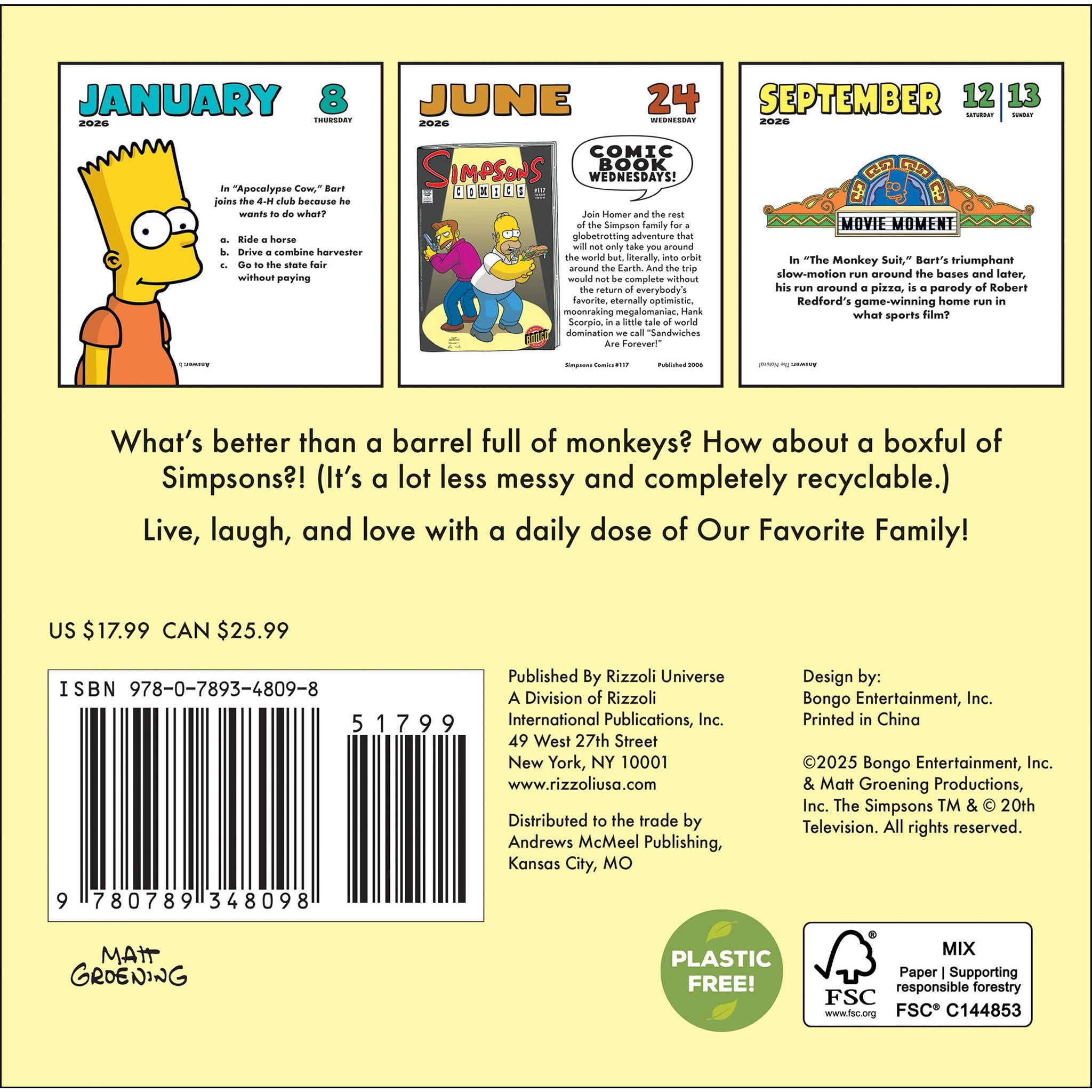 Simpsons 2026 Box Calendar