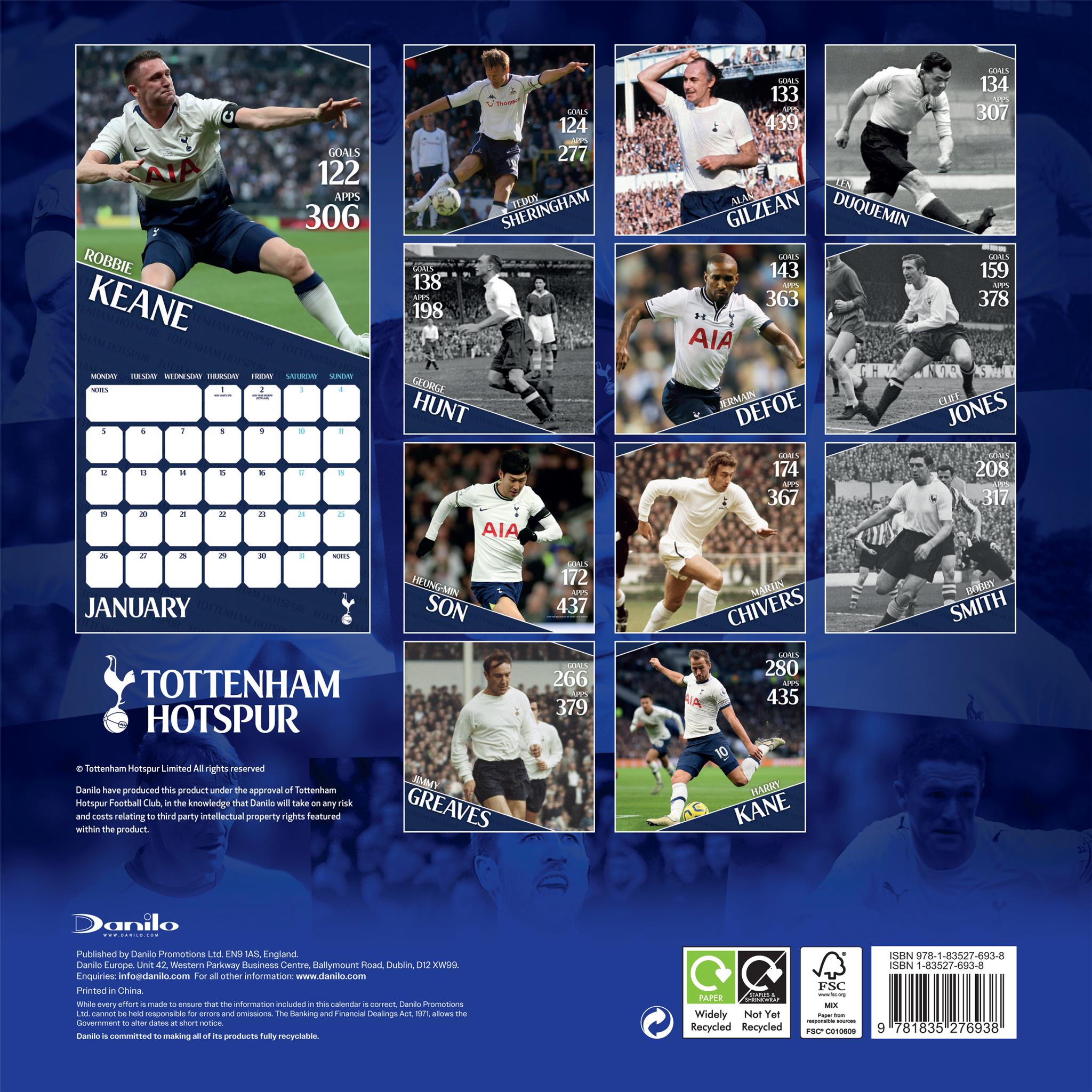 Tottenham Hotspur 2026 Wall Calendar